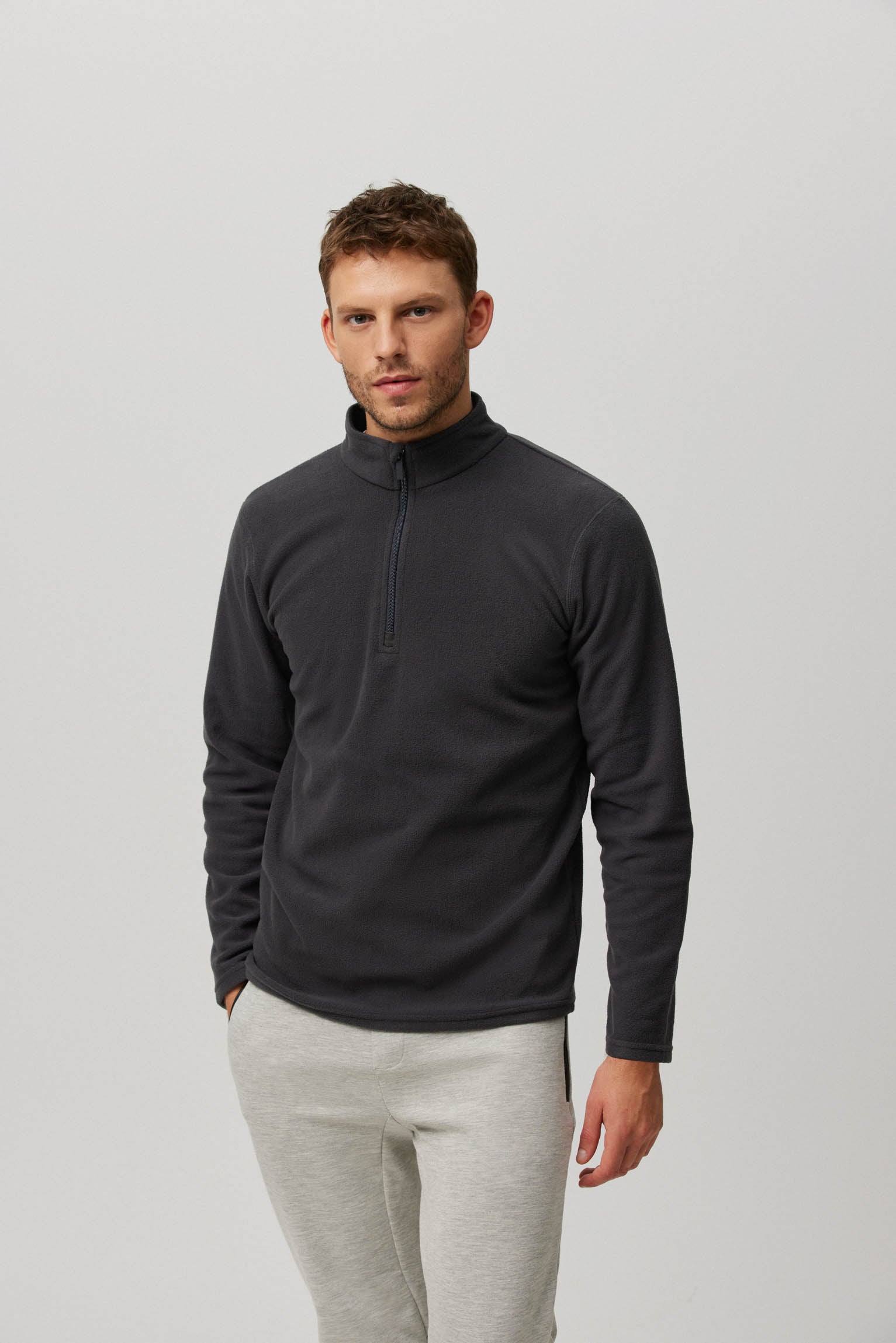 Forro polar media cremallera hombre marengo