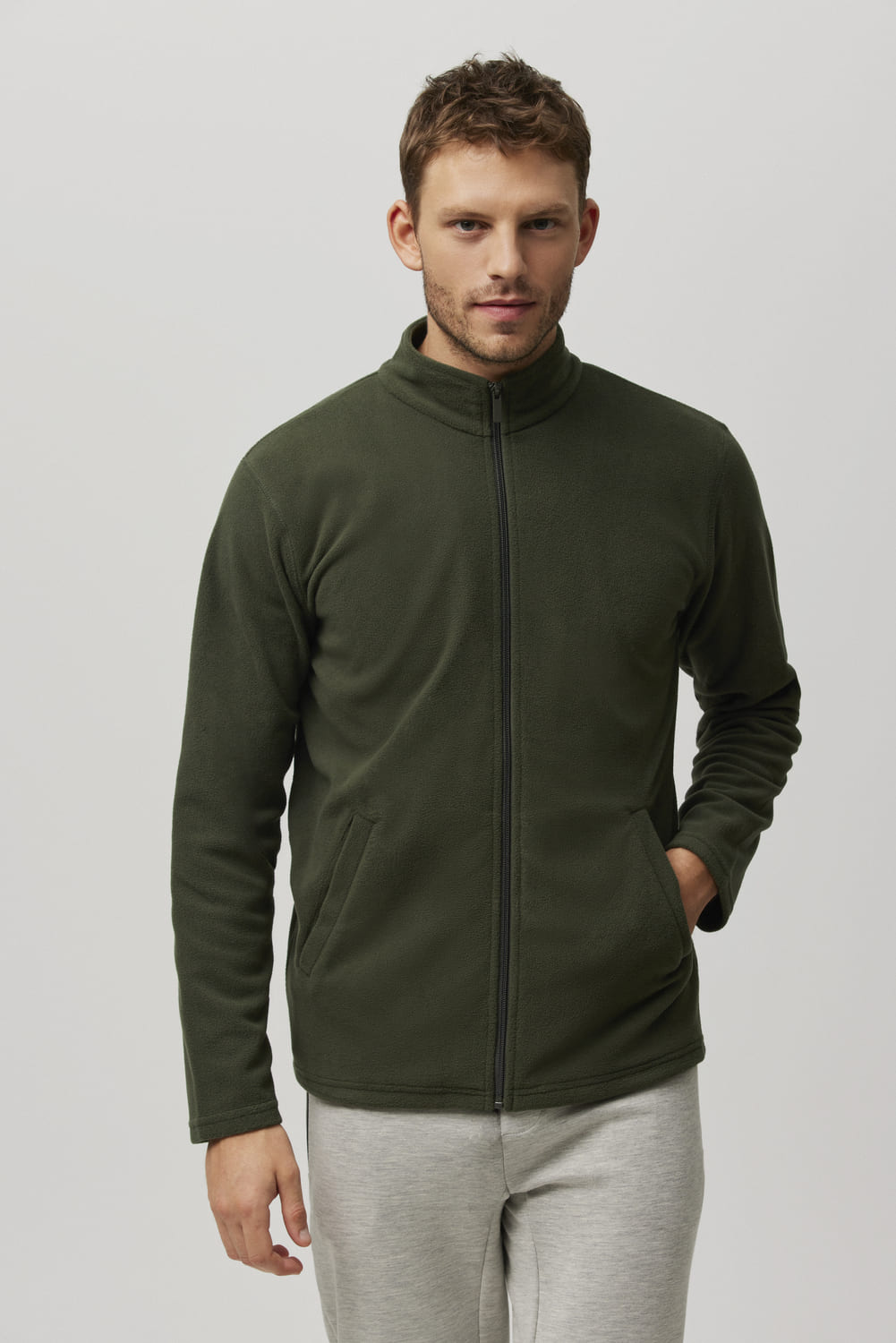Chaqueta polar hombre verde botella