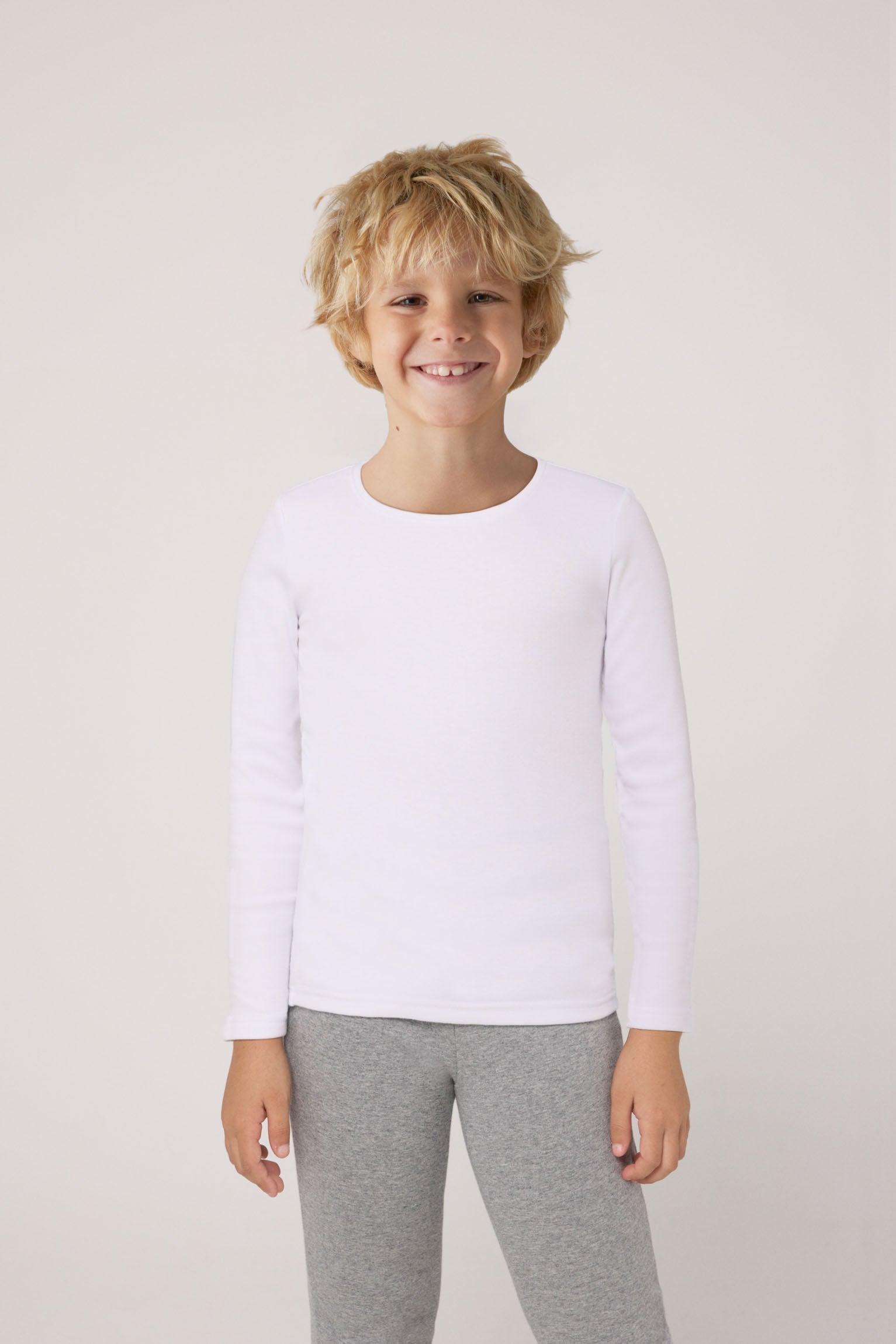 Camiseta cálida algodón infantil manga larga