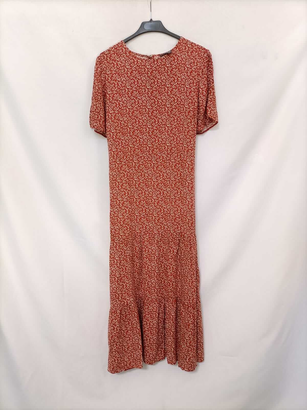 PRIMARK.Vestido largo teja flores T.42