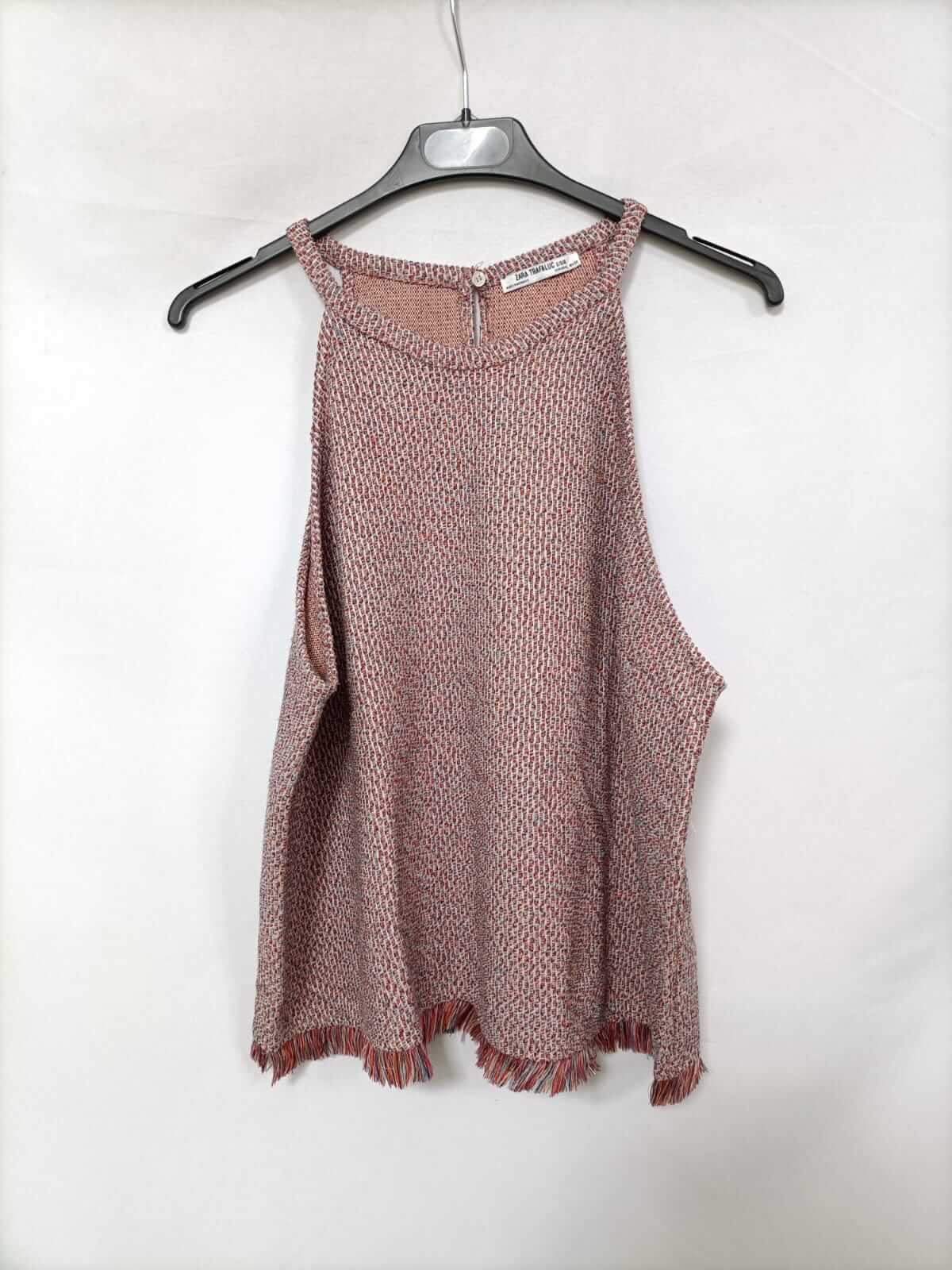 ZARA.Top punto pulticolor flecos T.L