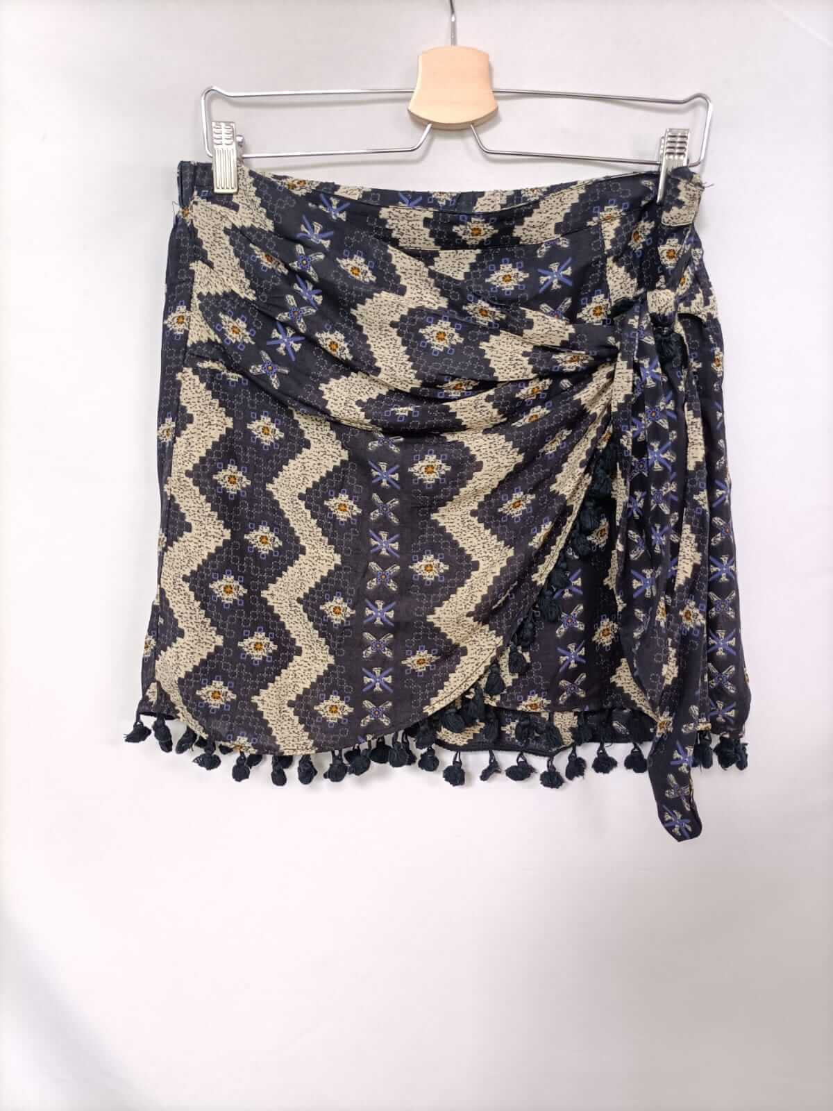 MANGO.Falda azul cruzada T.m