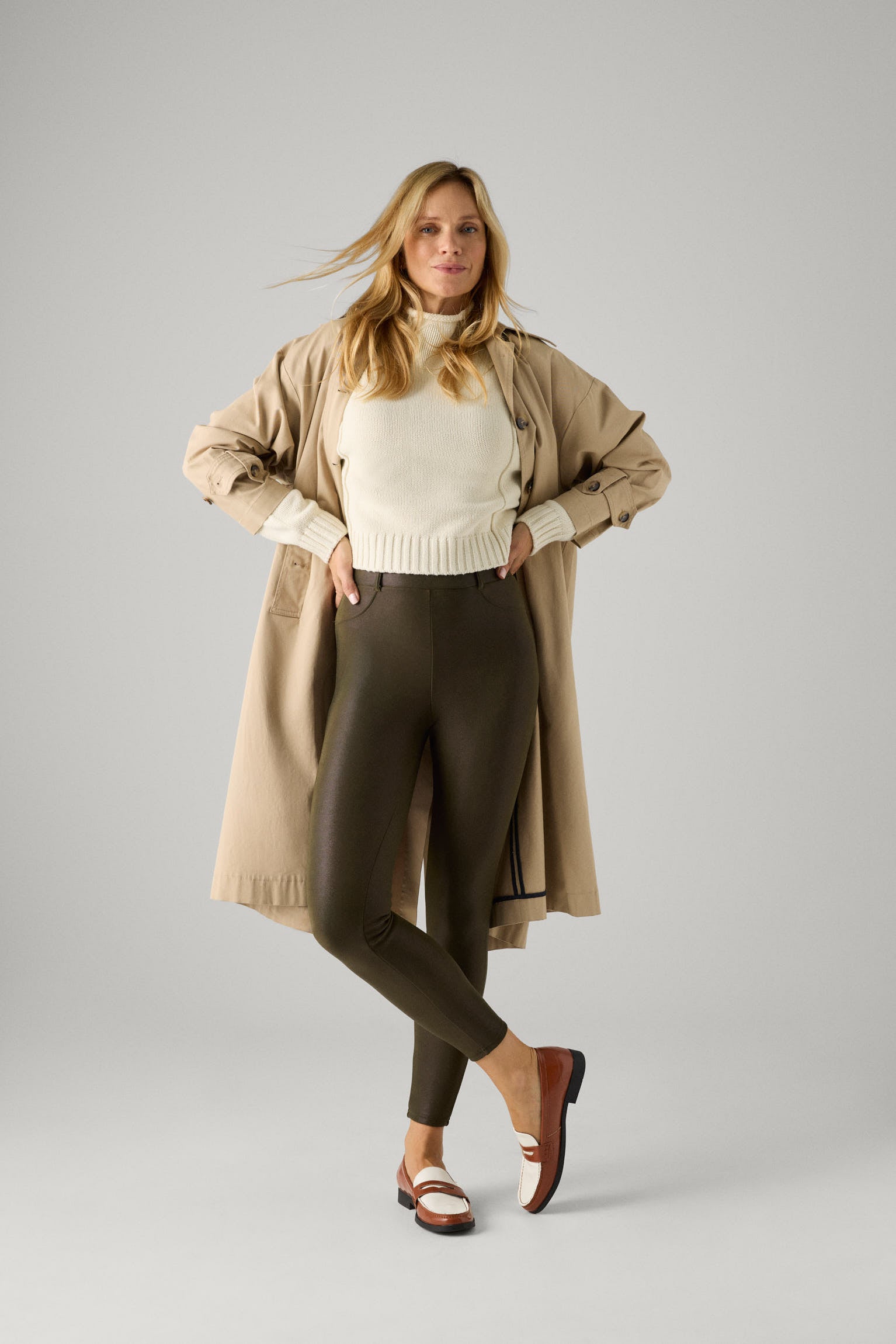 Pantalones térmicos efecto piel verde botella