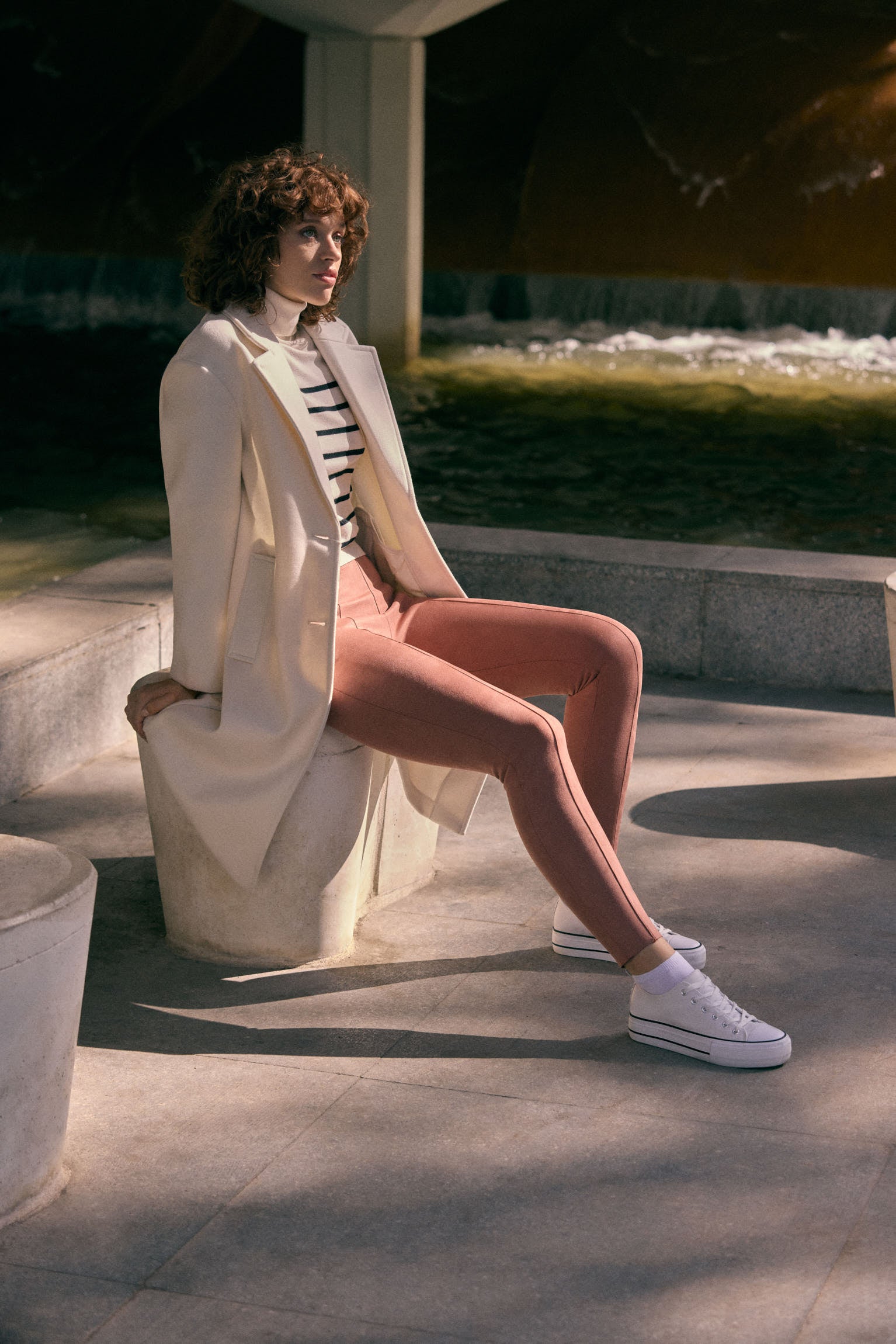 Leggings efecto ante detalle costuras delanteras rosa