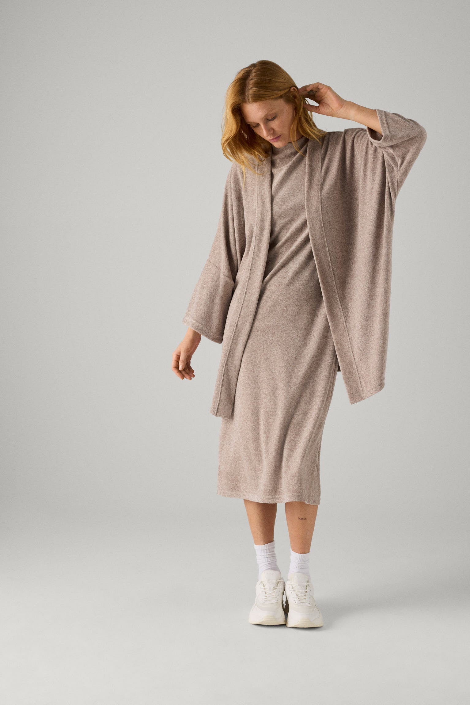 Cárdigan estampado liso marrón