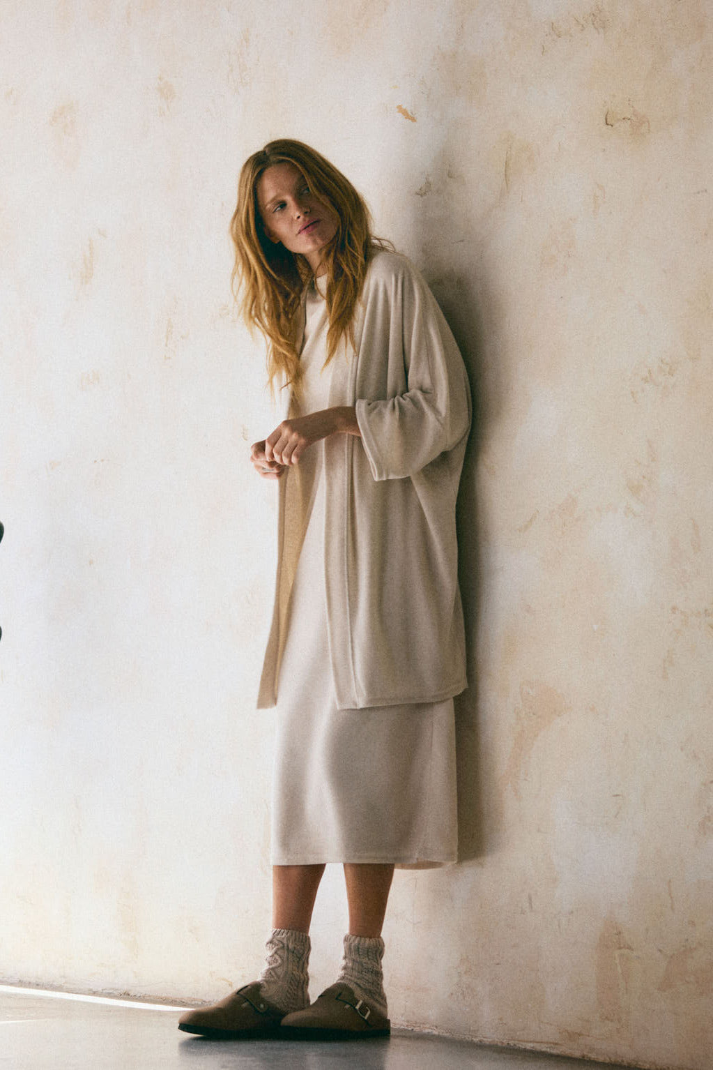 Cárdigan estampado liso marfil