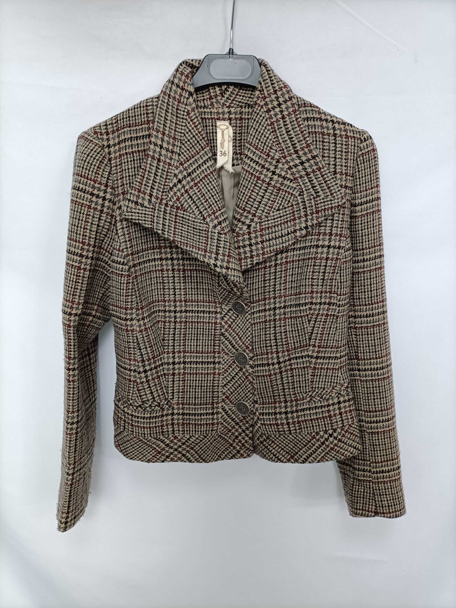 BLANCO. Cazadora pata de gallo T.36