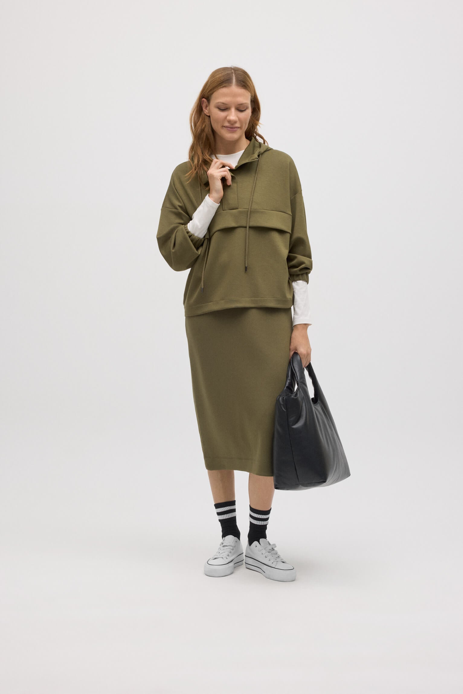 Sudadera con capucha fluida verde