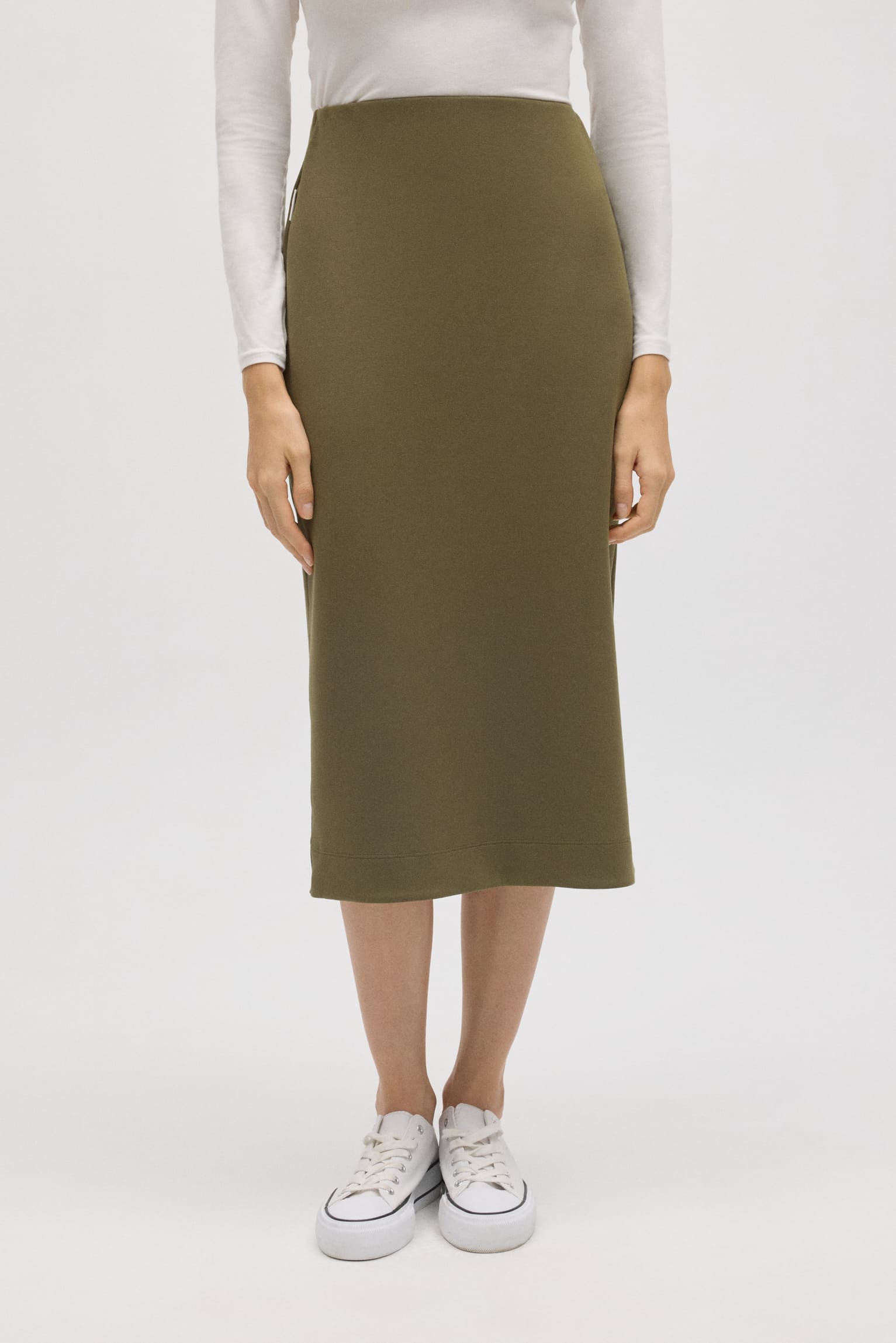 Falda midi fluida verde