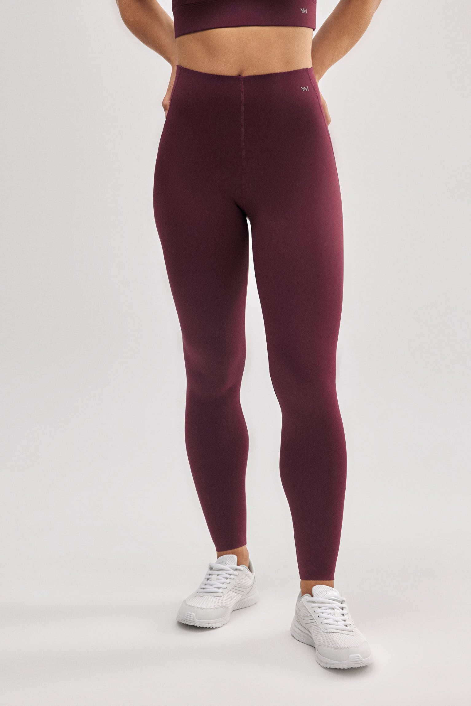 Leggings deportivos largos compressive vientre plano burdeos