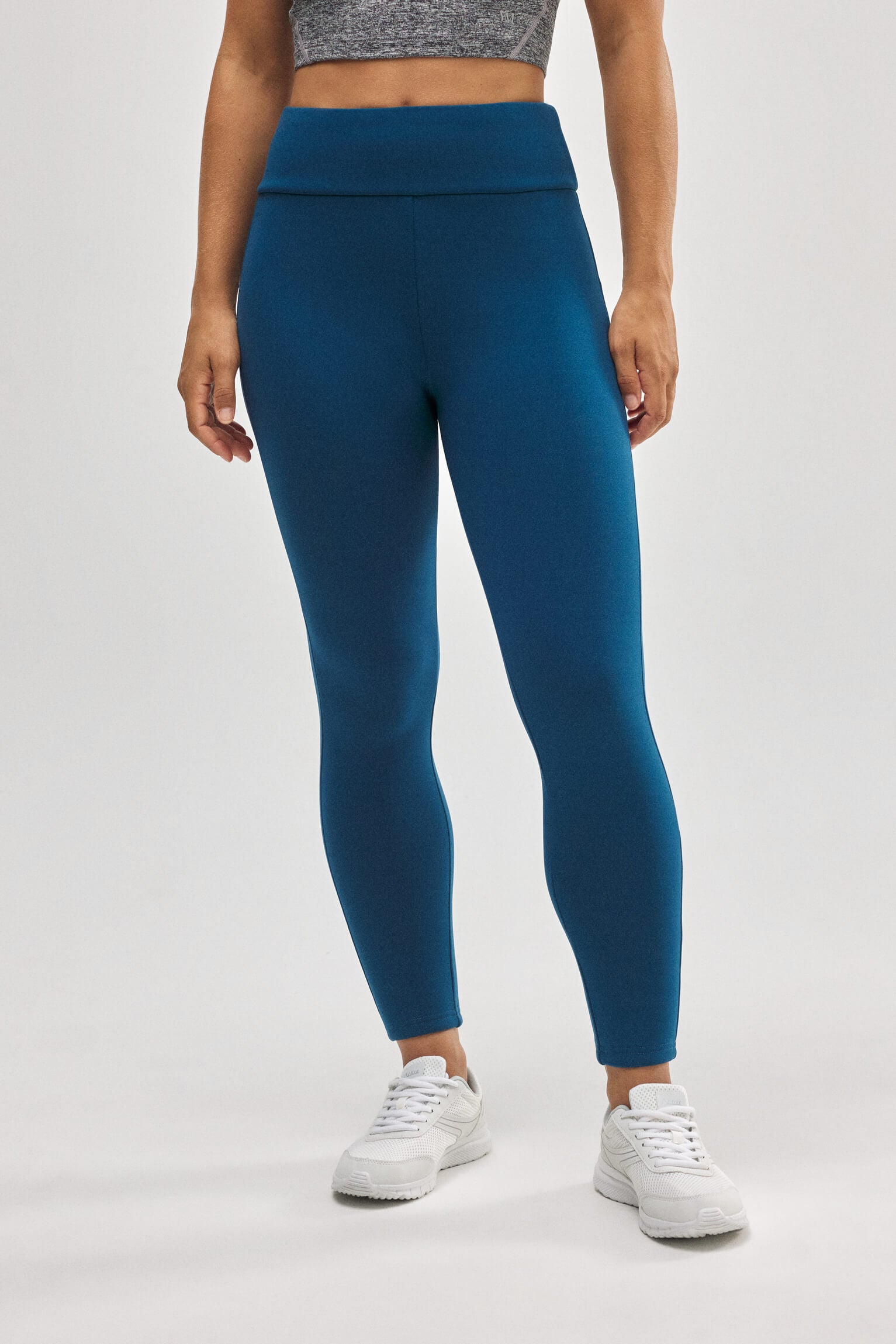 Leggings térmicos estilo deportivo afelpado polar azul