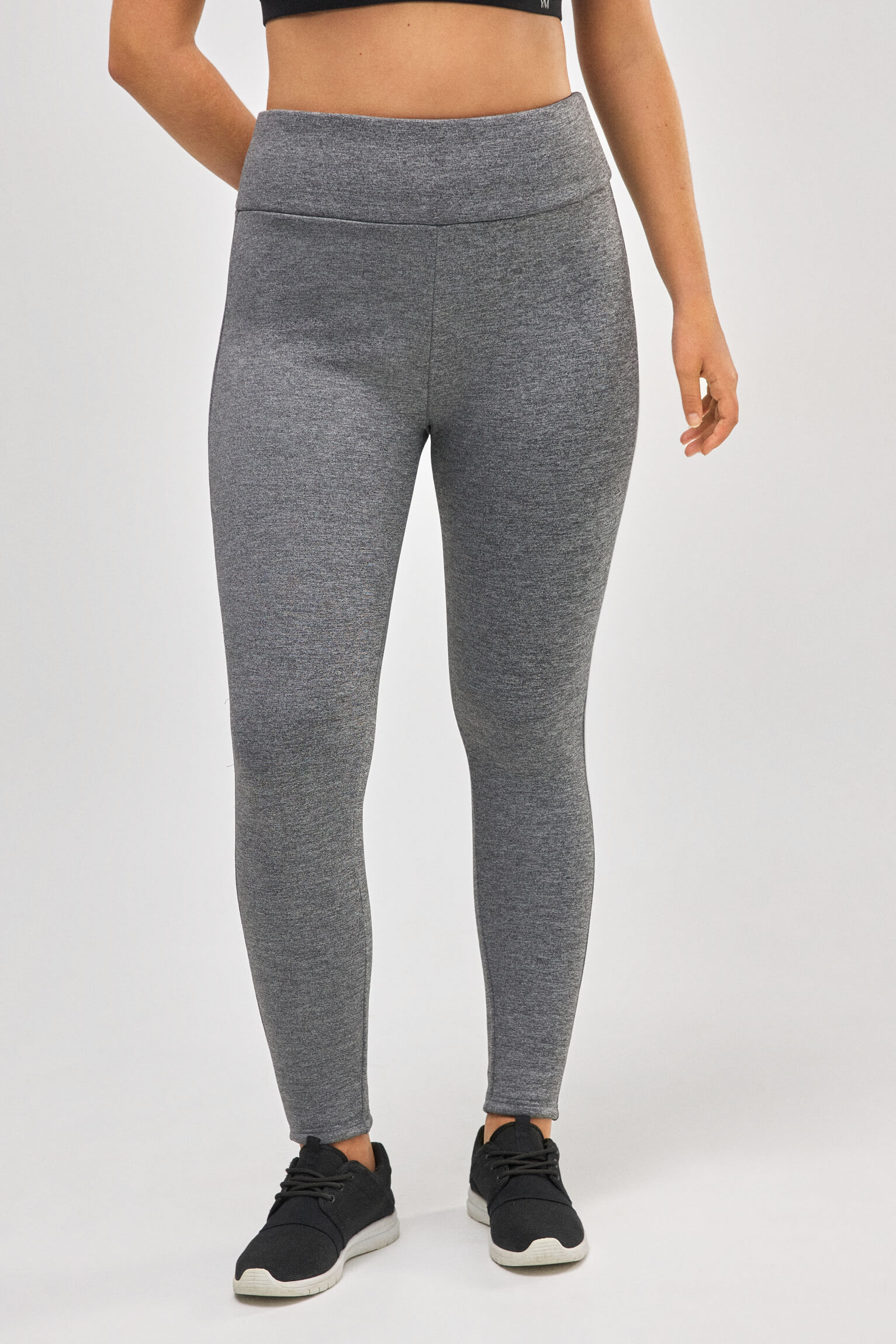 Leggings térmicos deportivos afelpado polar gris