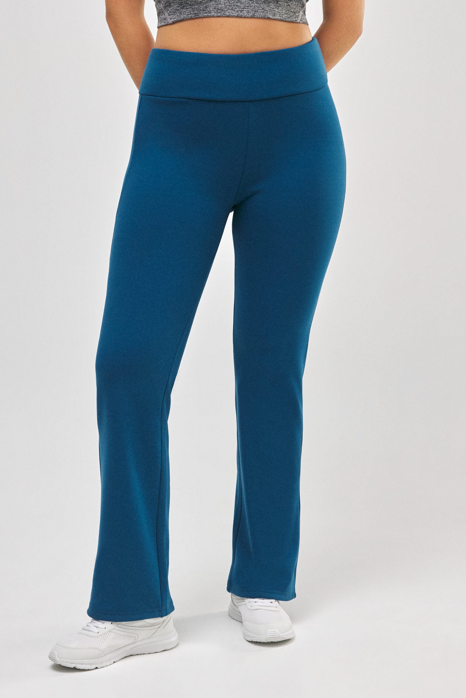 Leggings térmicos flare estilo deportivo afelpado polar azul