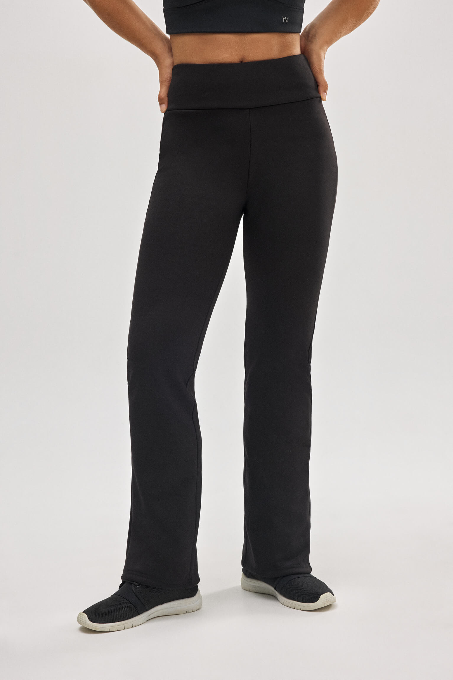 Leggings térmicos flare estilo deportivo afelpado polar negro