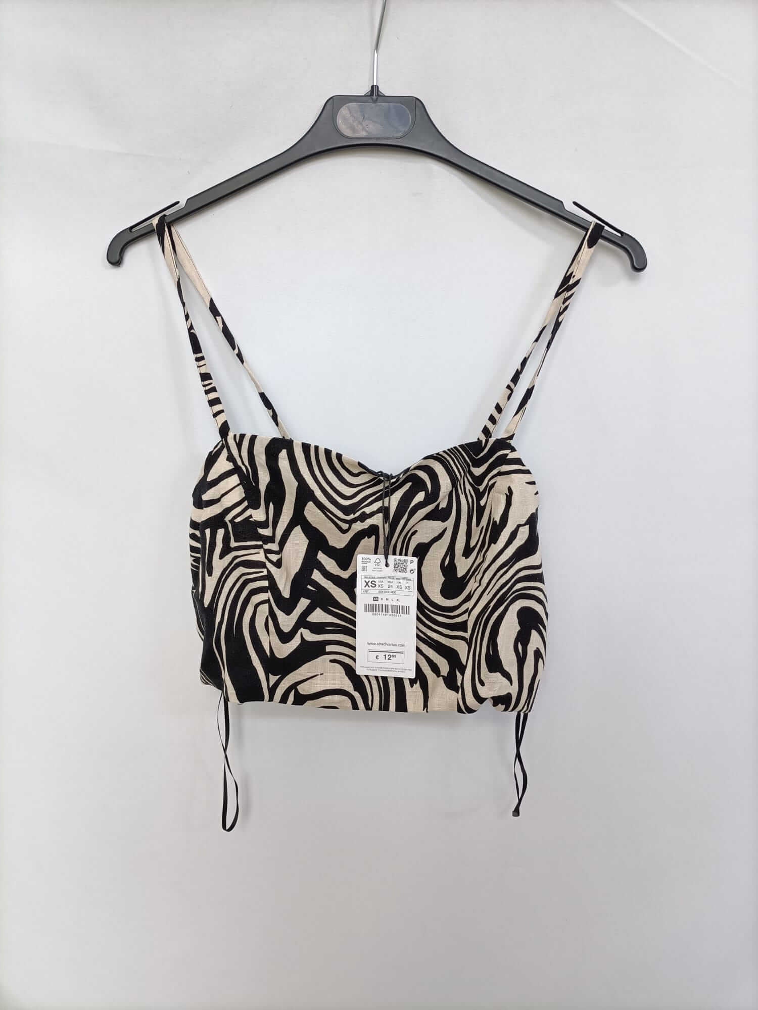 STRADIVARIUS. Top cebra algodón T.xs