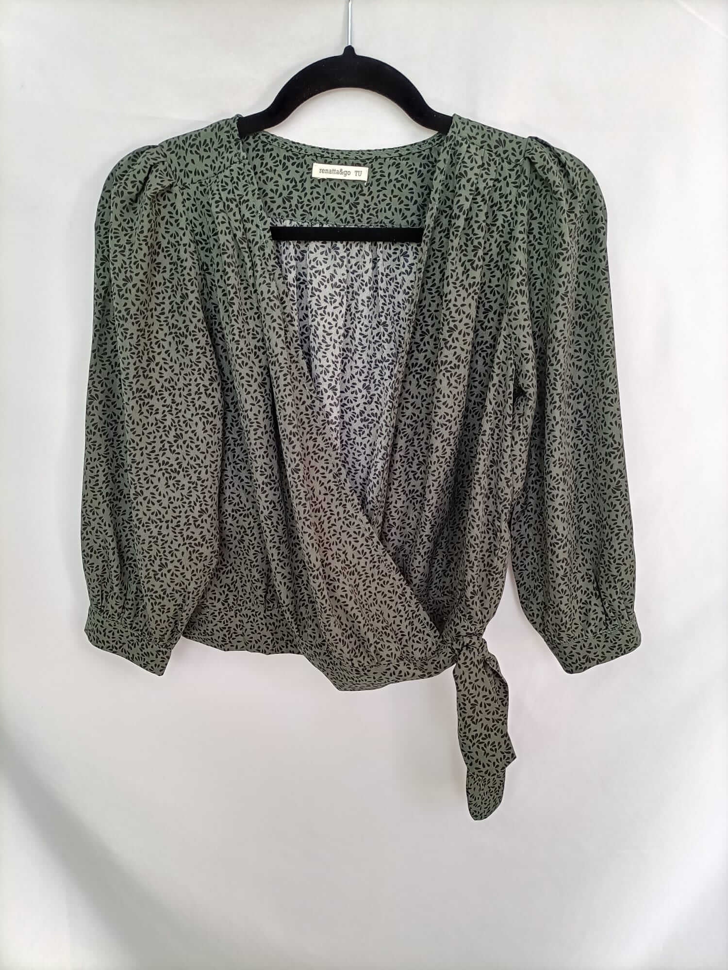 RENATTA&CO. Blusa verde cruzada flores Tu (s/m)
