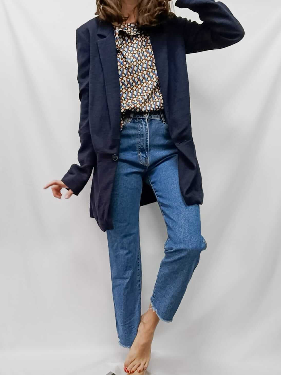 ZARA. Blazer azul larga T.s