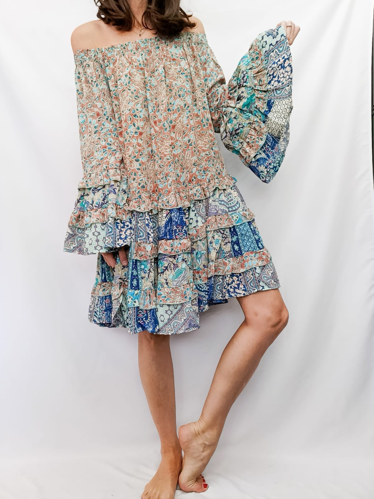 B&B.Vestido corto fluido TU (S/M)