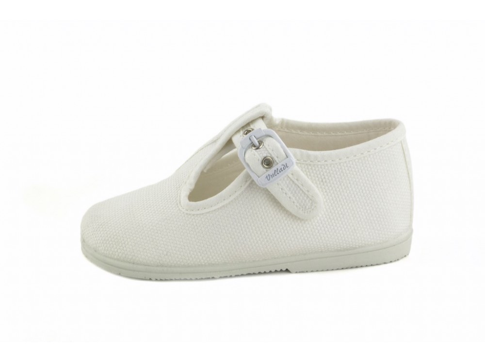 Sandalia lona blanca con hebilla Vul-Ladi