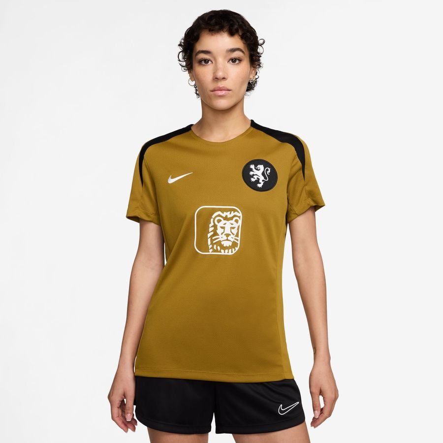 Holanda Camiseta de entrenamiento Dri-FIT Strike Women's EURO 2025 - Suede dorado/Negro/Blanco Mujeres