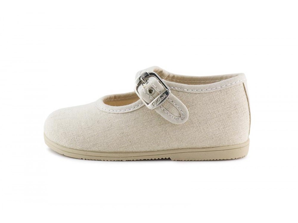 Merceditas lino crudo con hebilla Vul-Ladi