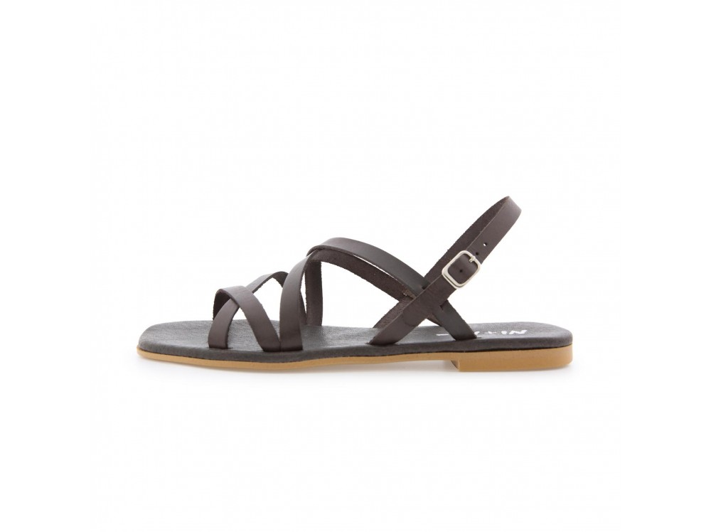 Sandalia piel marrón oscuro de tiras finas 7579 de Pepa & Cris
