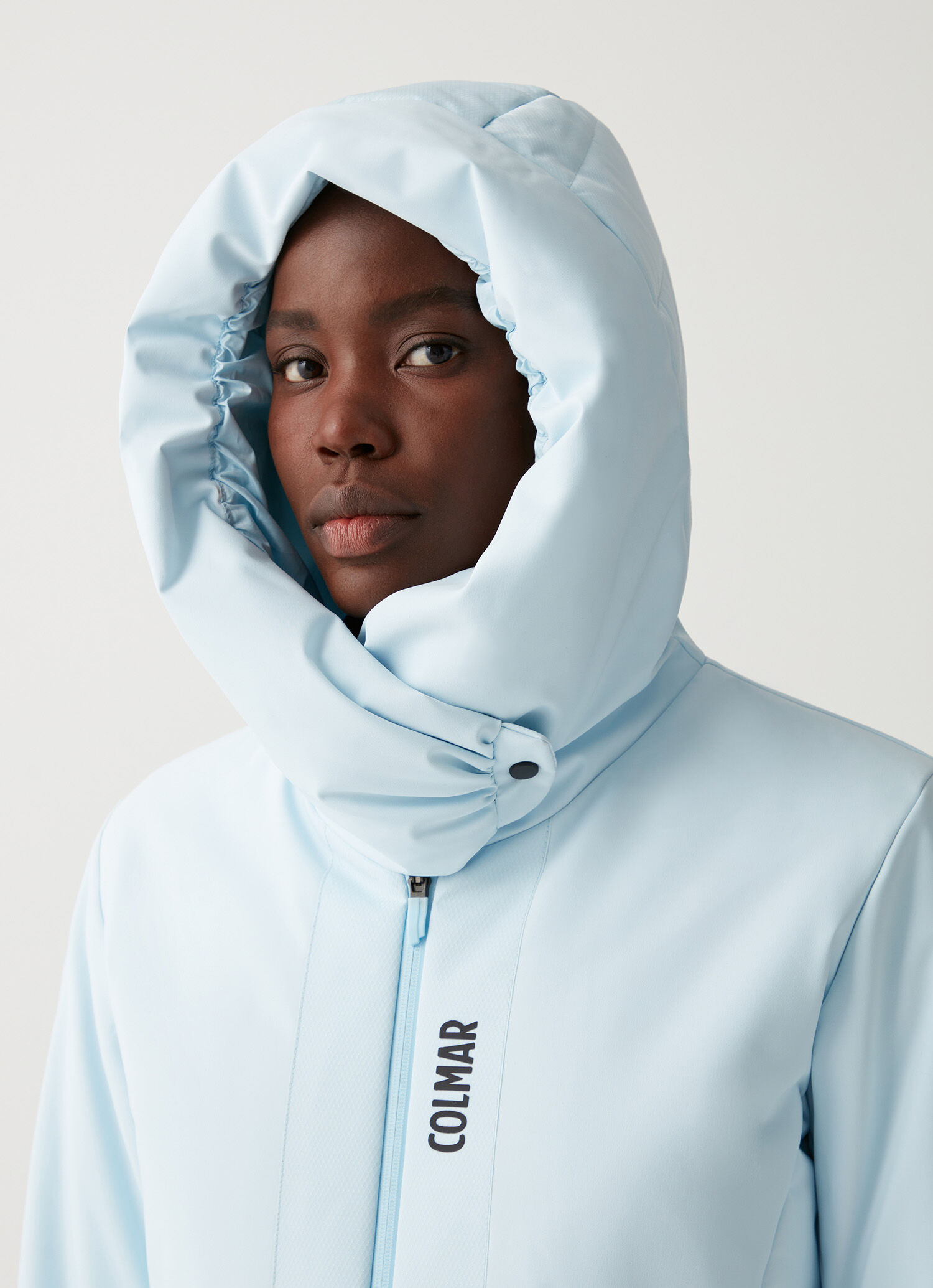 Stretch ski jacket with hood-collar