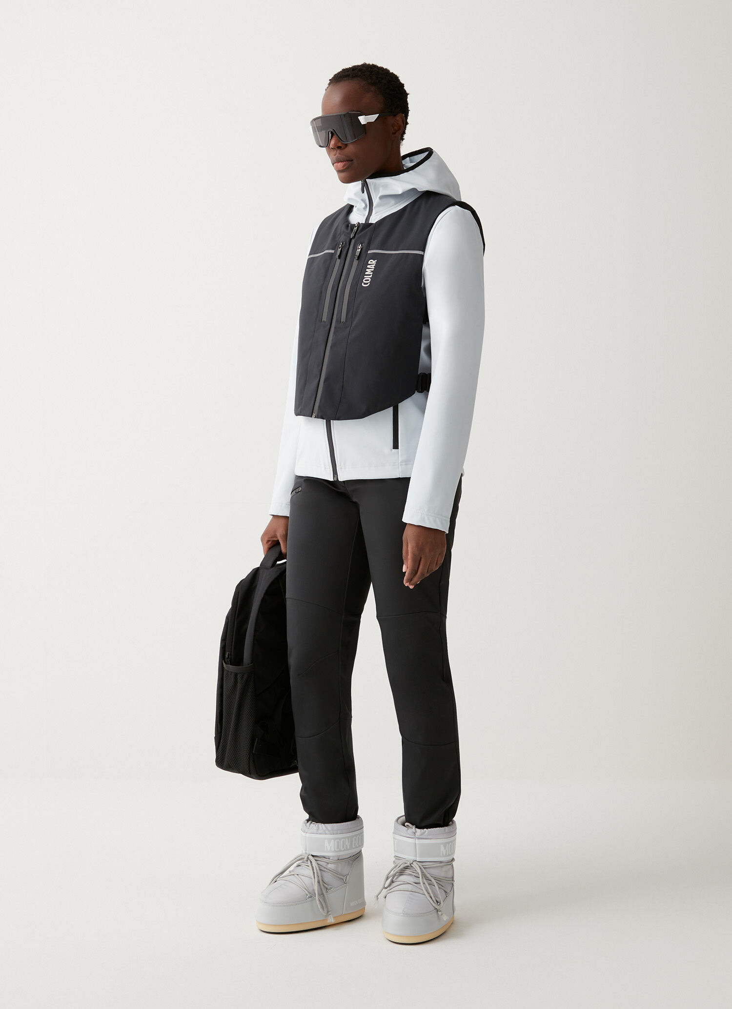 Stretch fabric gilet with chest pocket