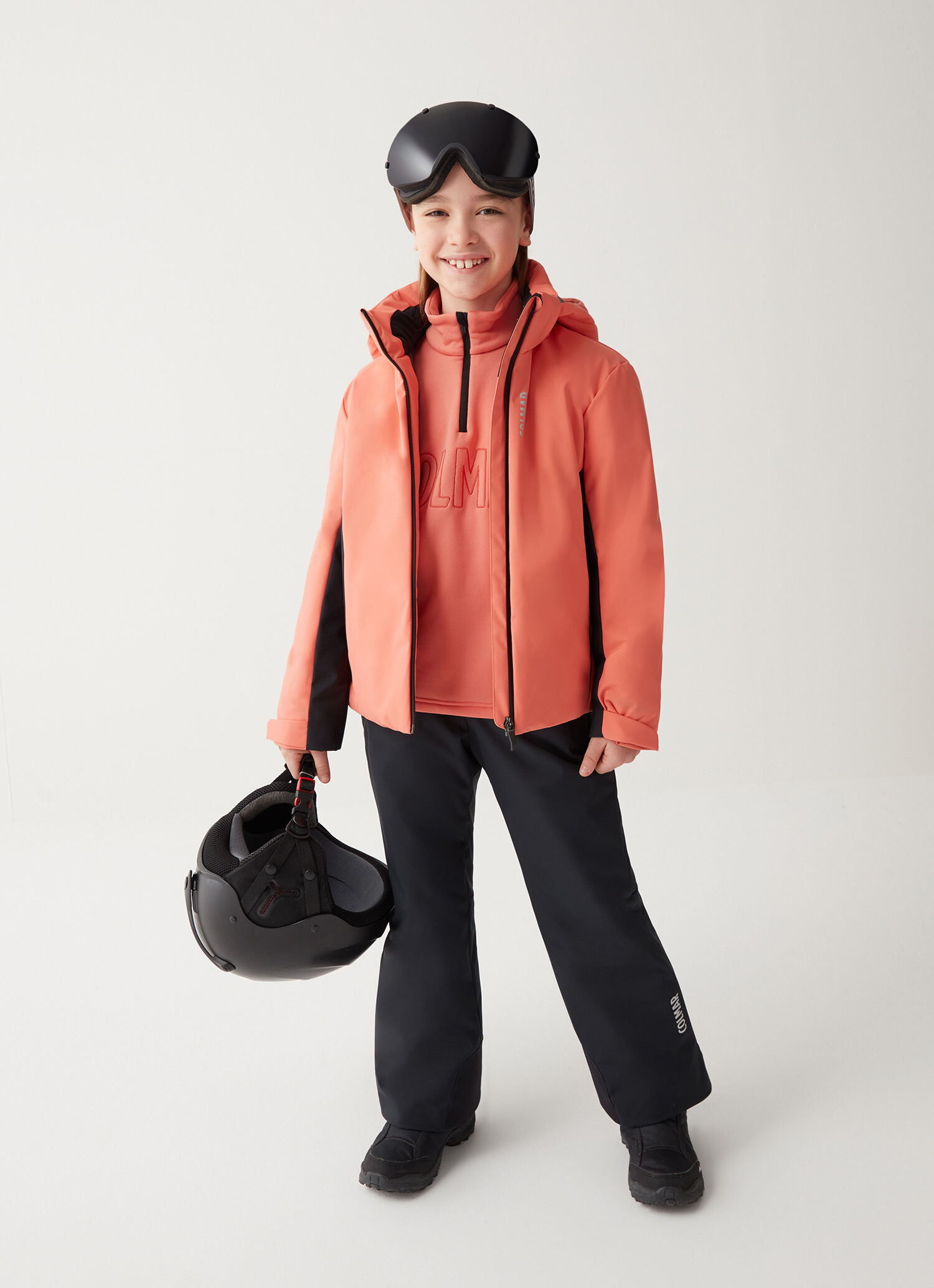 Two-tone ski jacket in recycled fabric