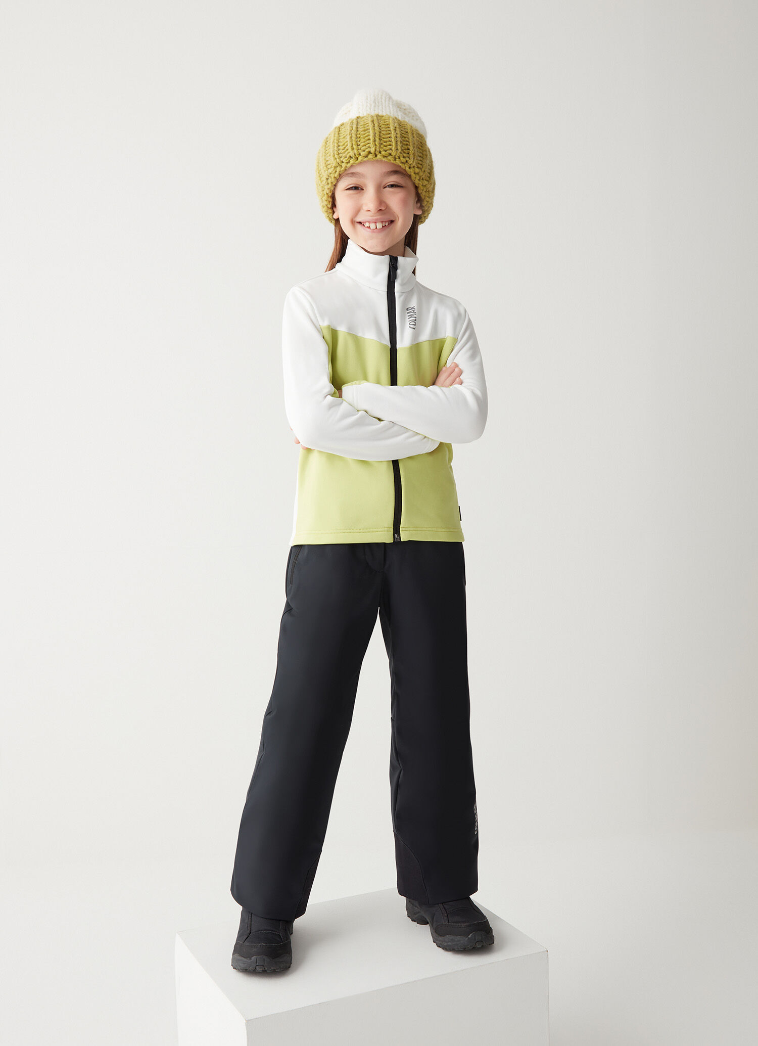 Sudadera de esquí elástica bicolor con cremallera