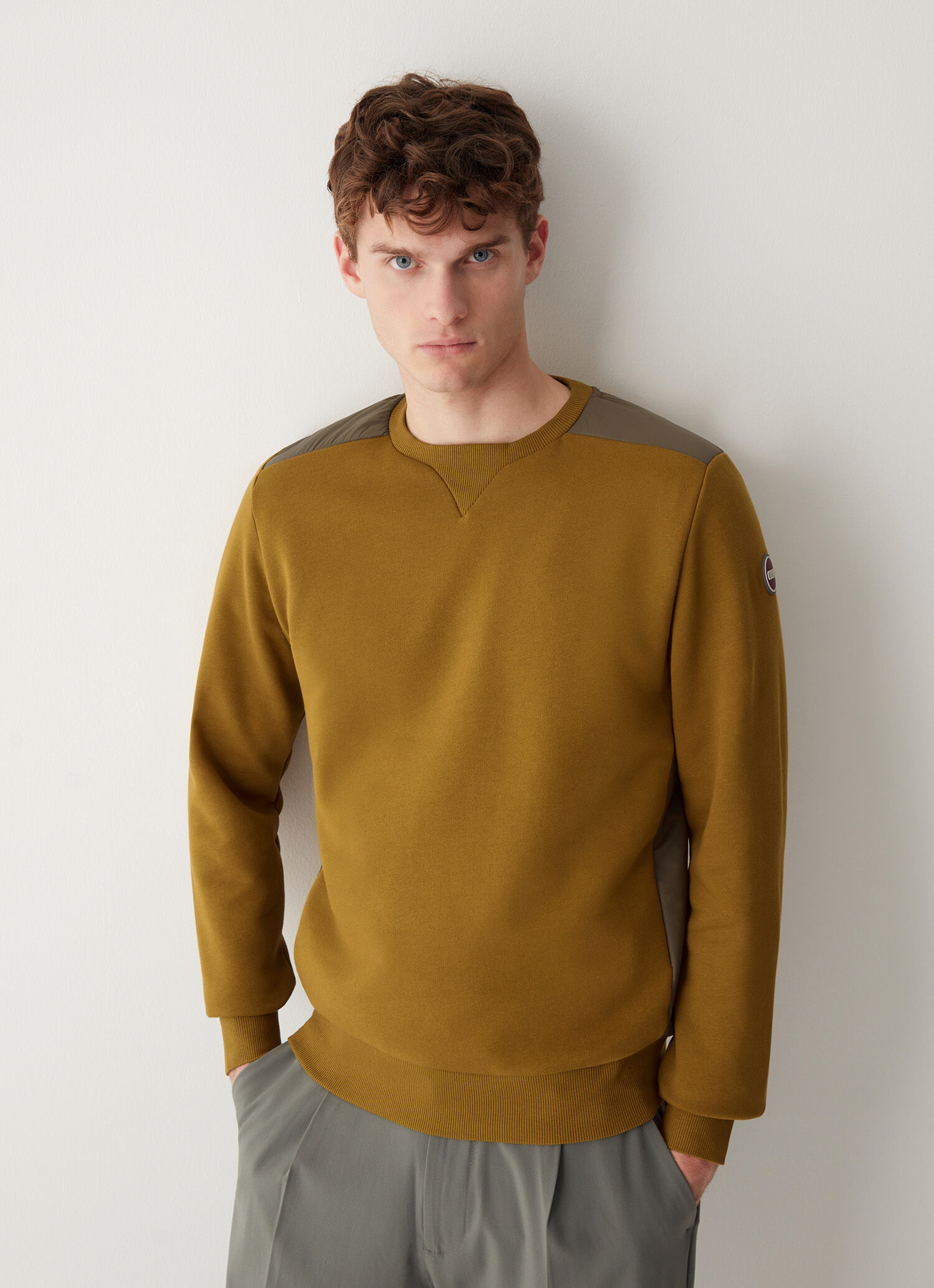100% cotton crewneck technical brushed sweatshirt