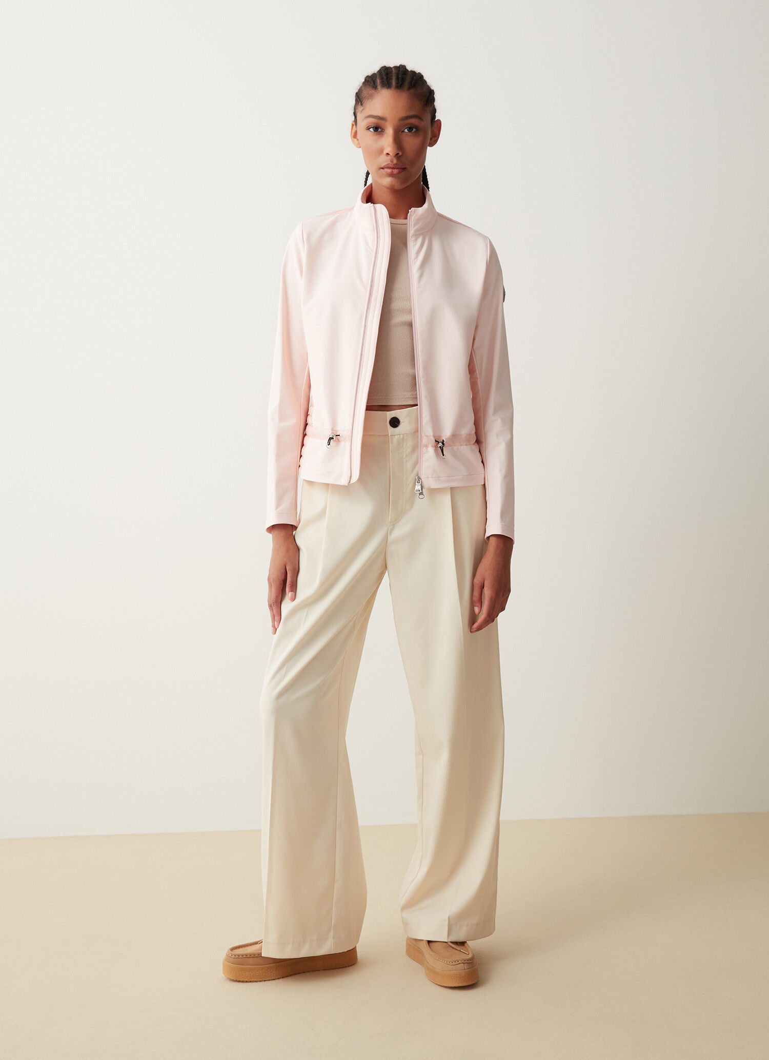 Short jacket with drawstring waist