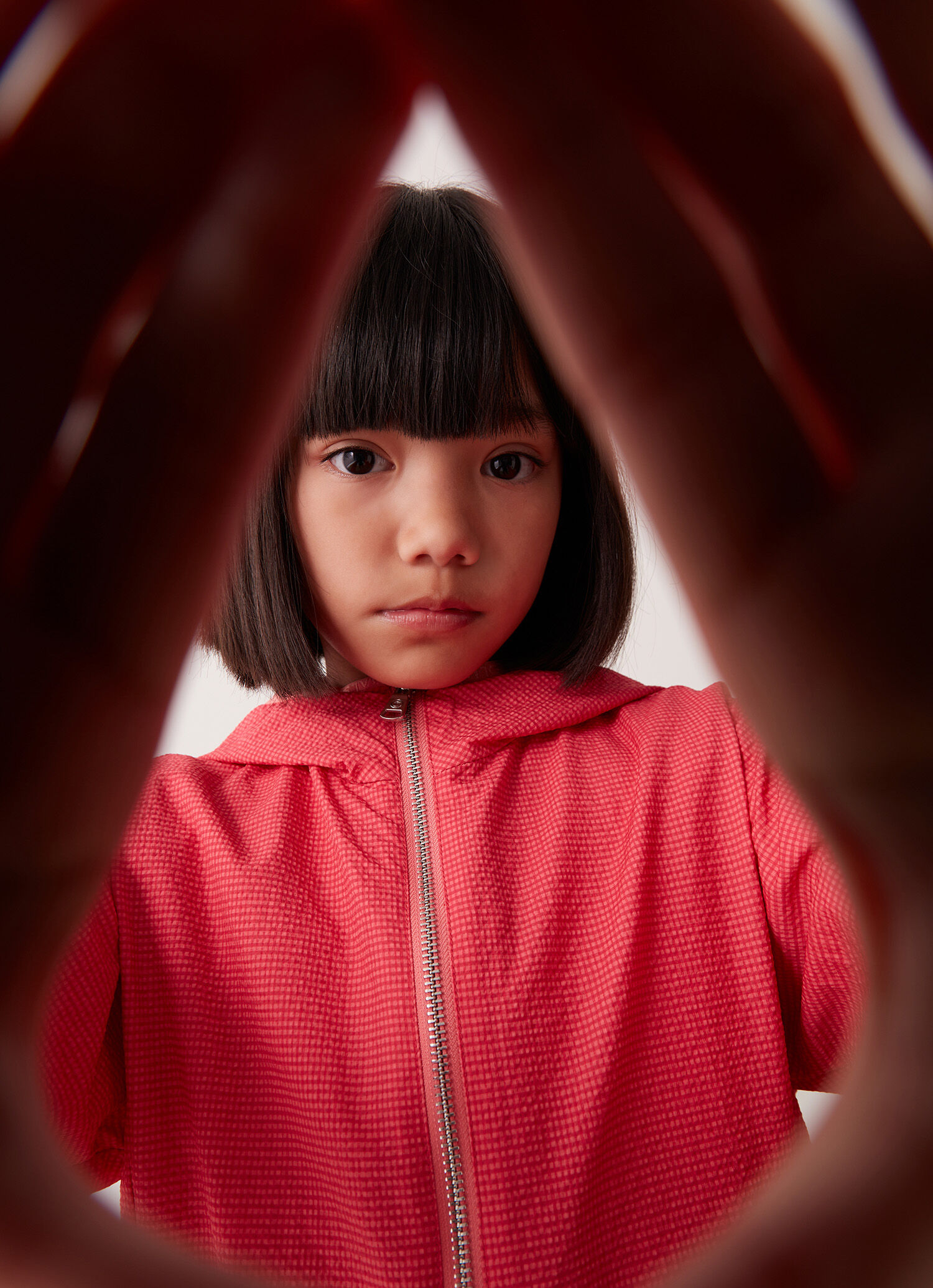 Hooded seersucker-effect jacket