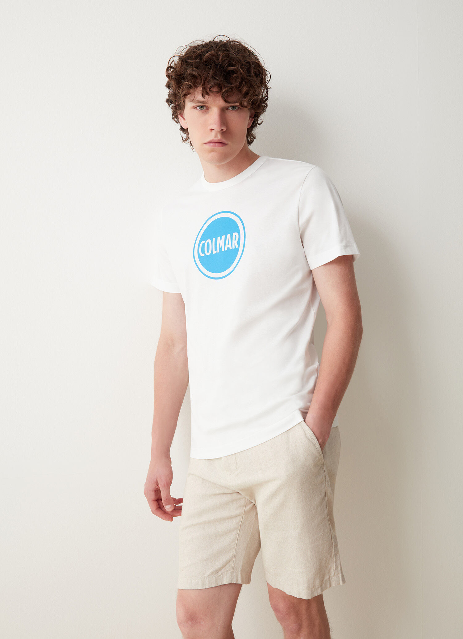 Cotton T-shirt with colourful logo print