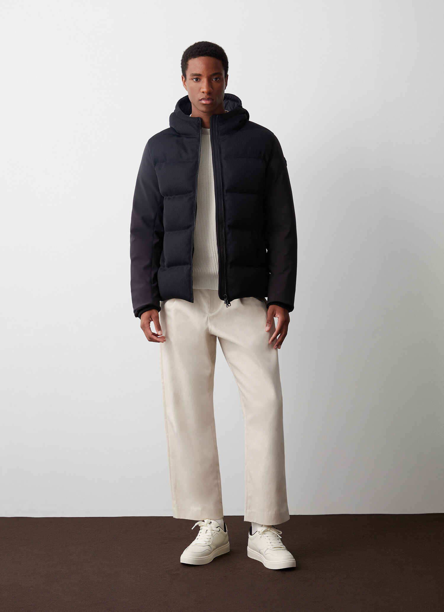 Plumífero de punto técnico de canalé inglés