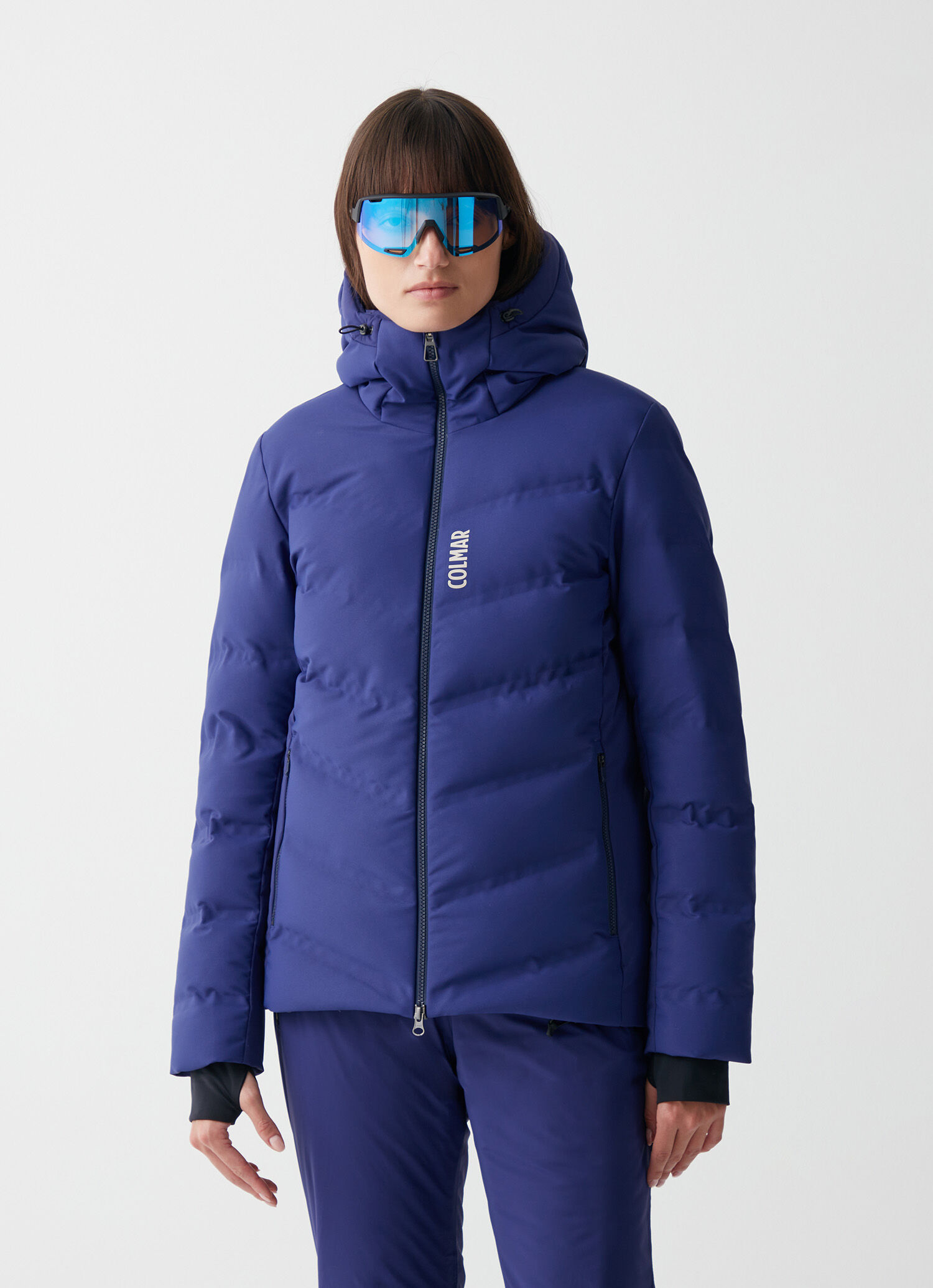 Extra-warm down ski jacket with neck warmer
