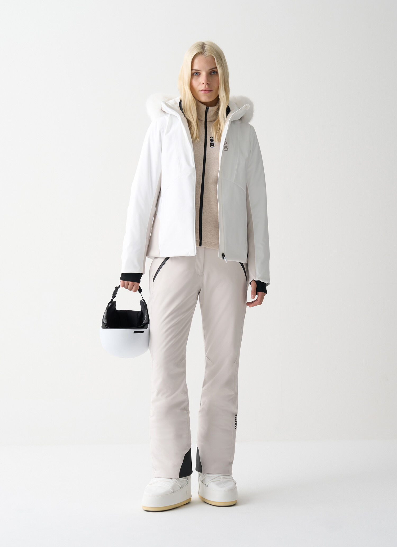 Chaqueta de esquí bicolor con pelo