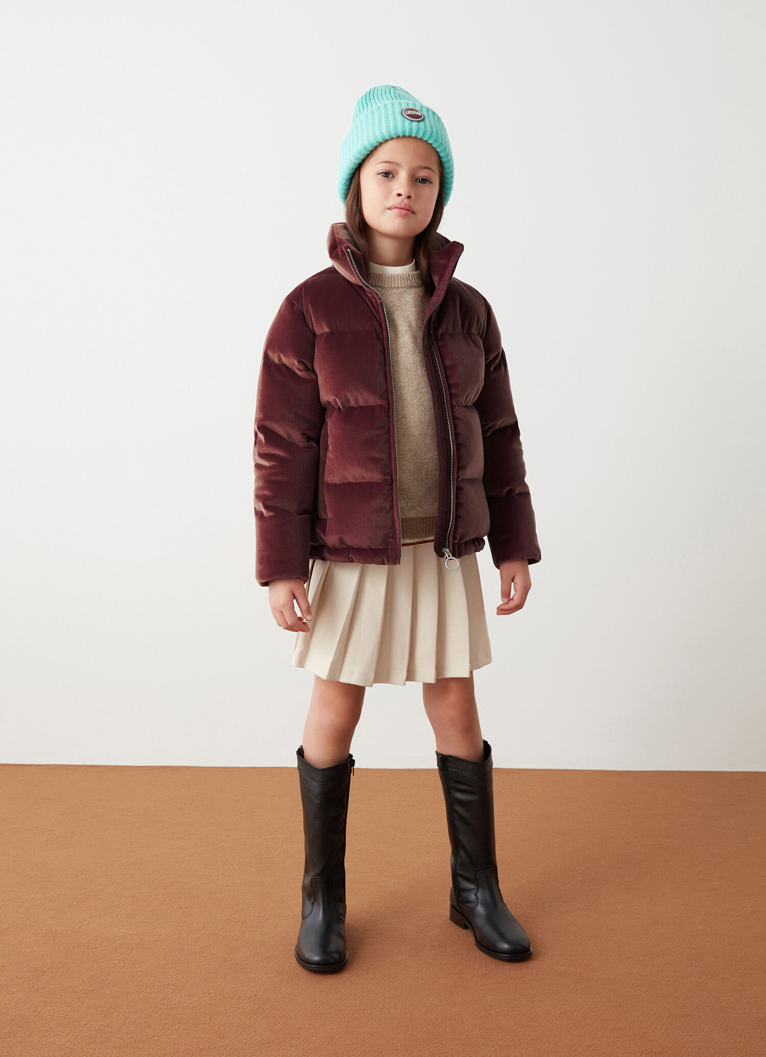 Plumífero de terciopelo elástico