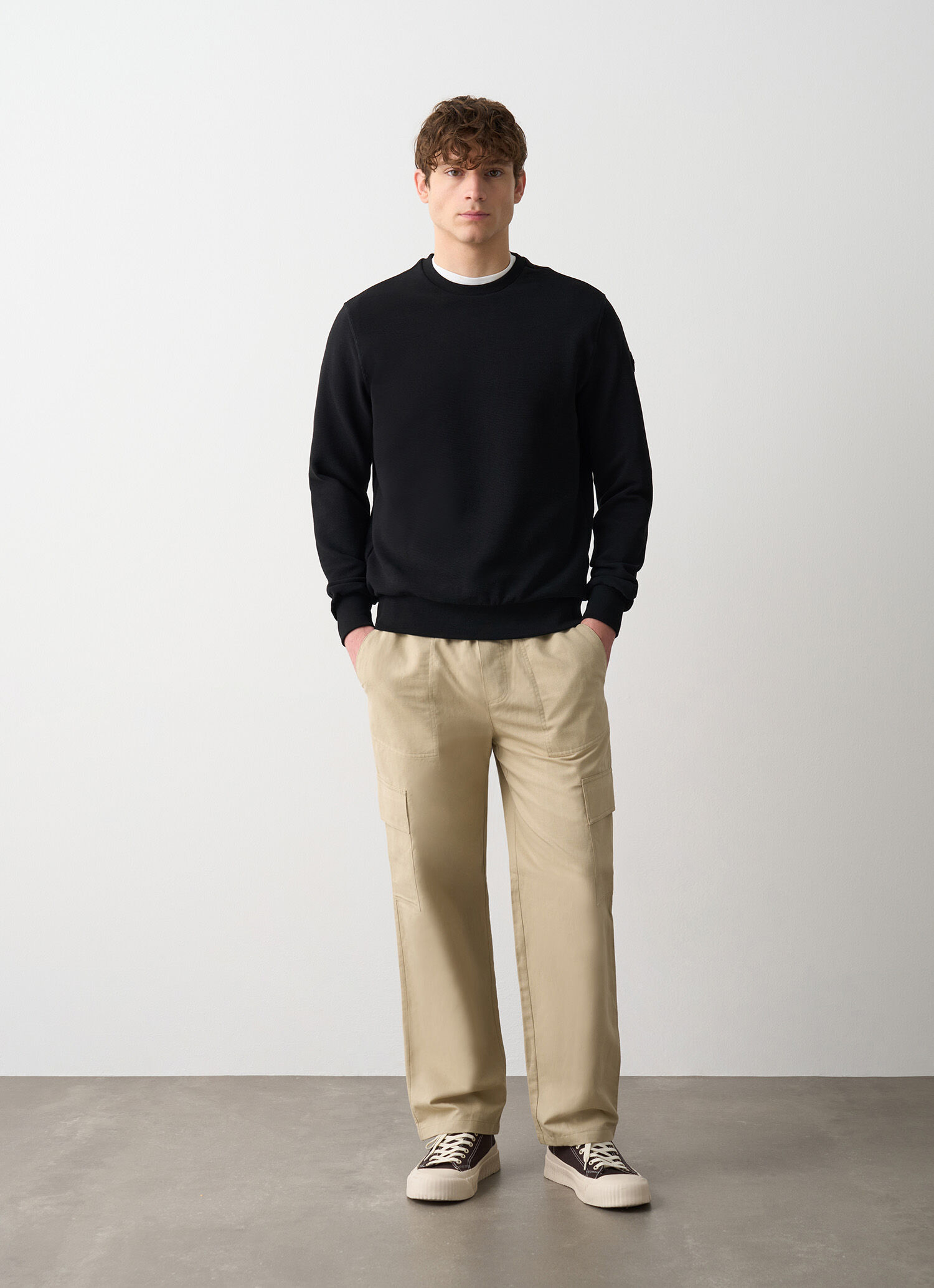 Ottoman-effect round-neck sweatshirt