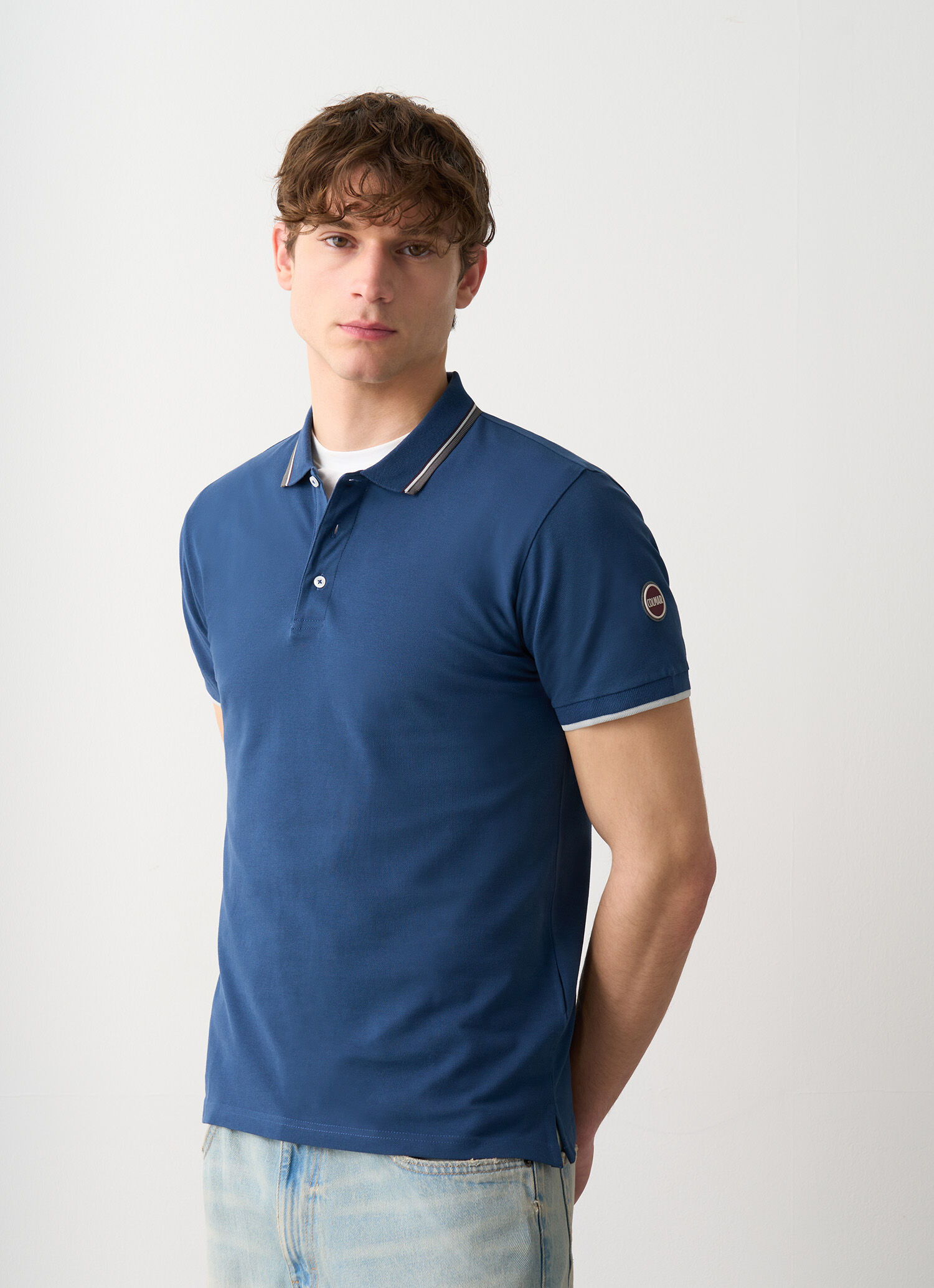 Piqué polo-shirt with stripes