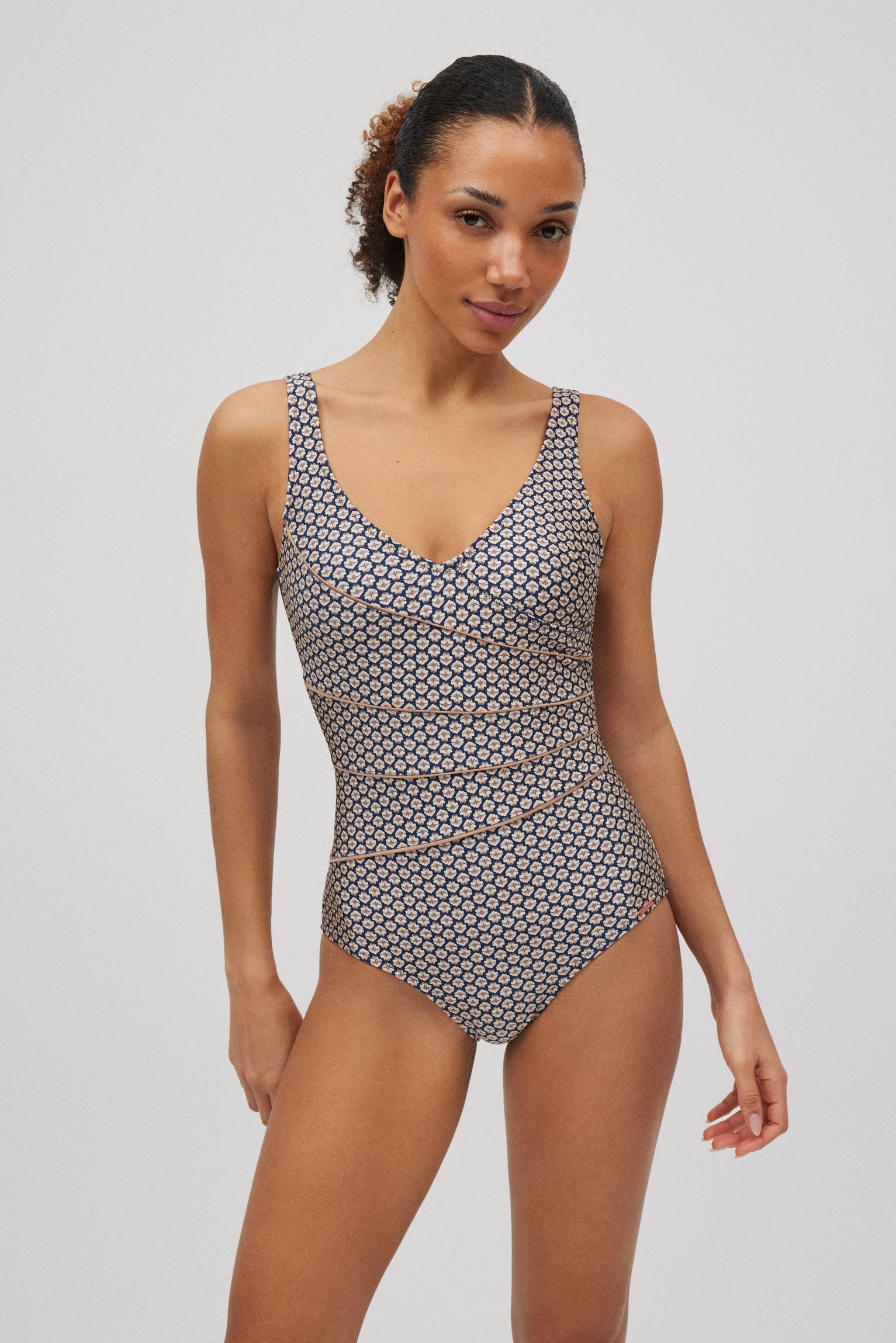 Bañador reductor estampado con brillo