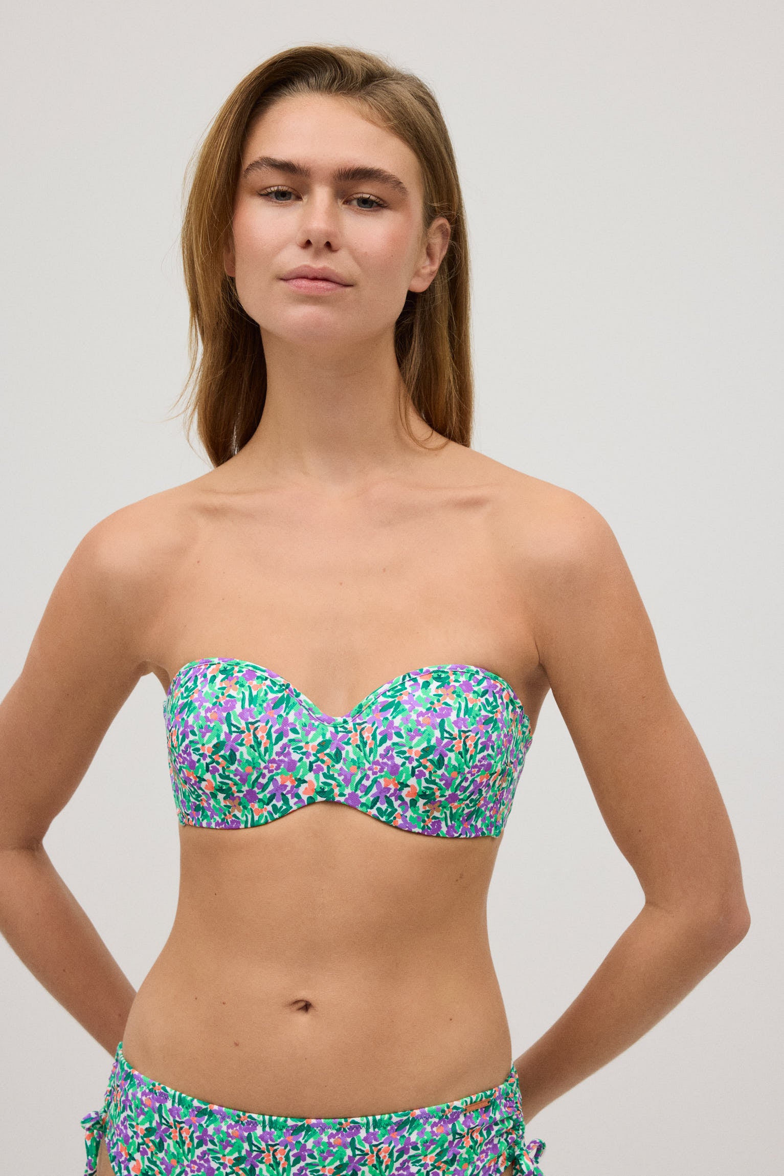 Top bikini bandeau estampado micropiqué copas B y C