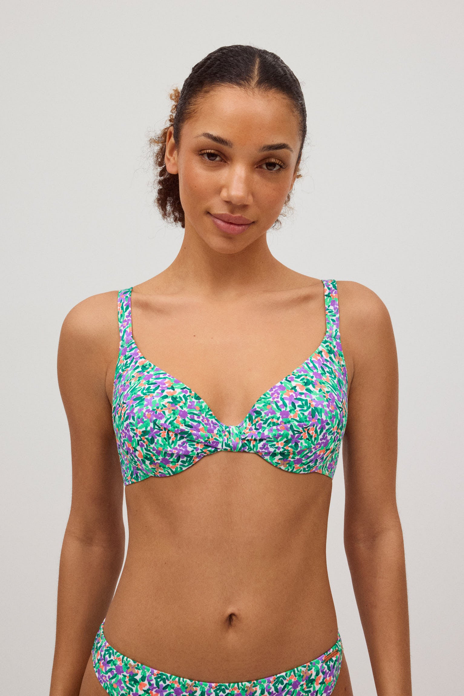 Top bikini aro clásico estampado micropiqué copa B