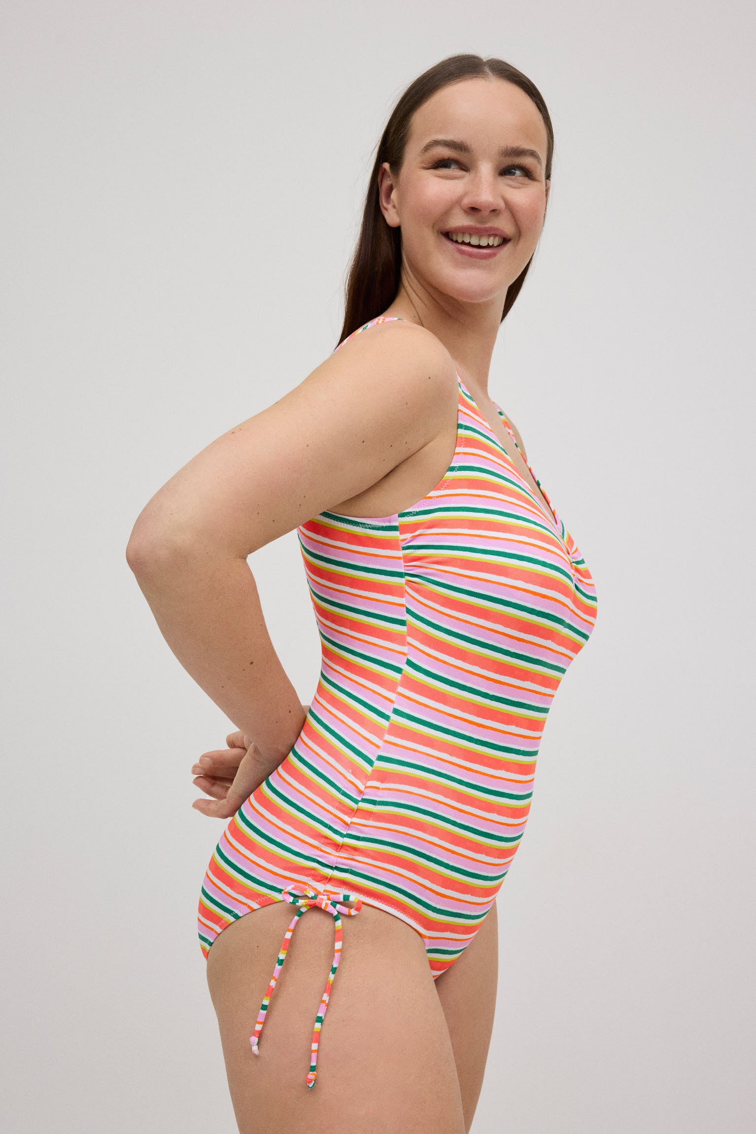 Bañador moldeador estampado de rayas micropiqué copa C