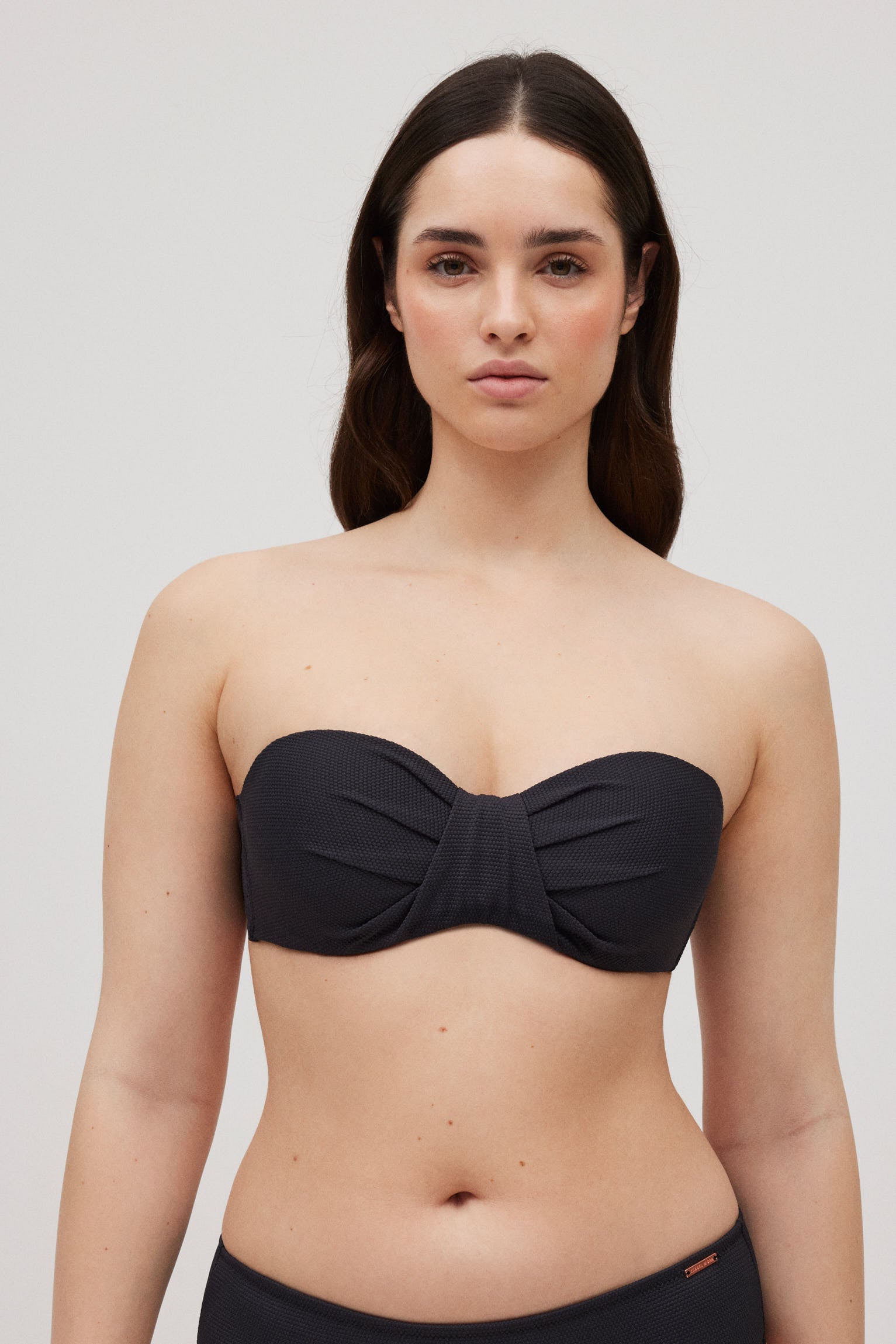 Top bikini bandeau piqué negro copa C