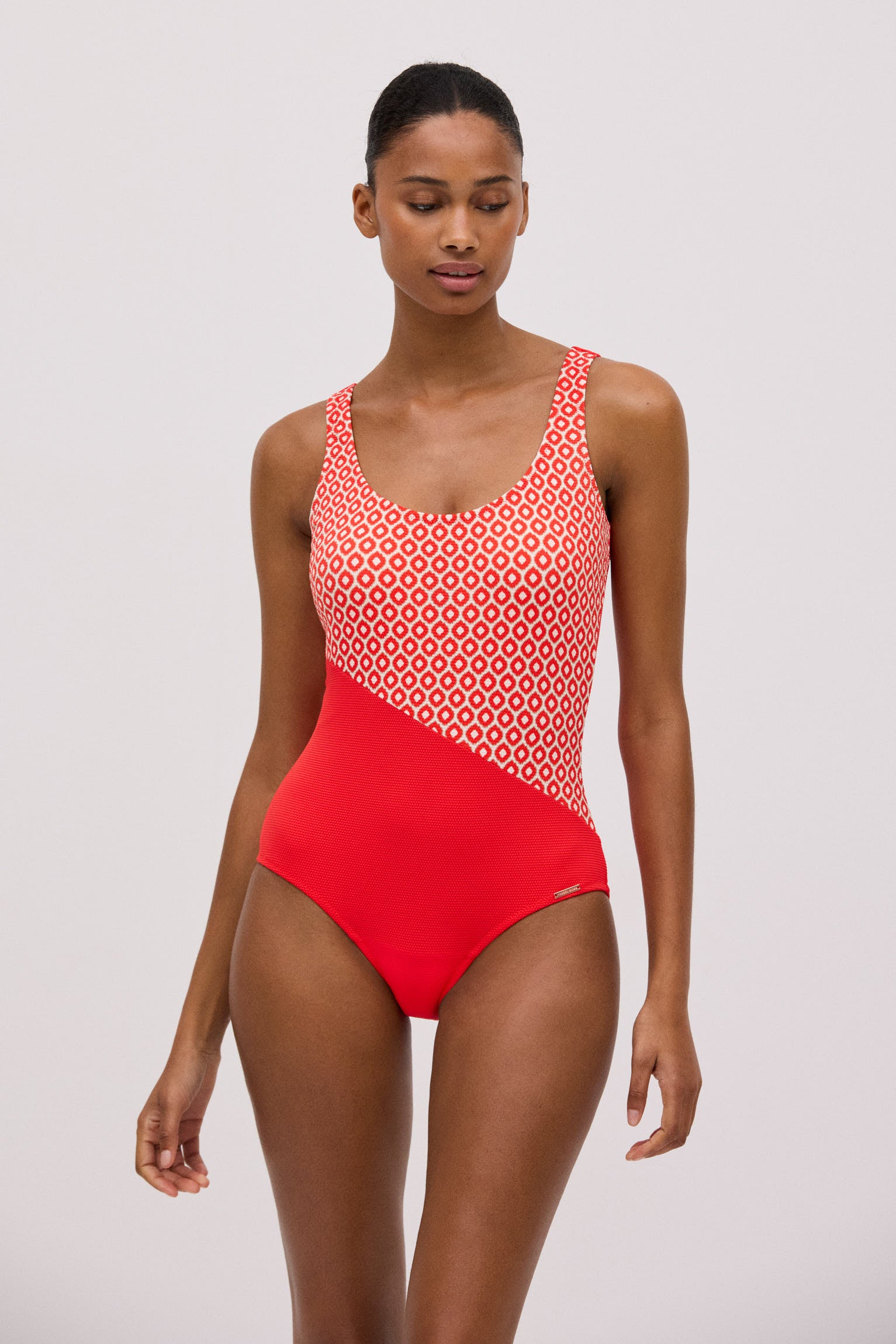 Bañador moldeador estampado piqué