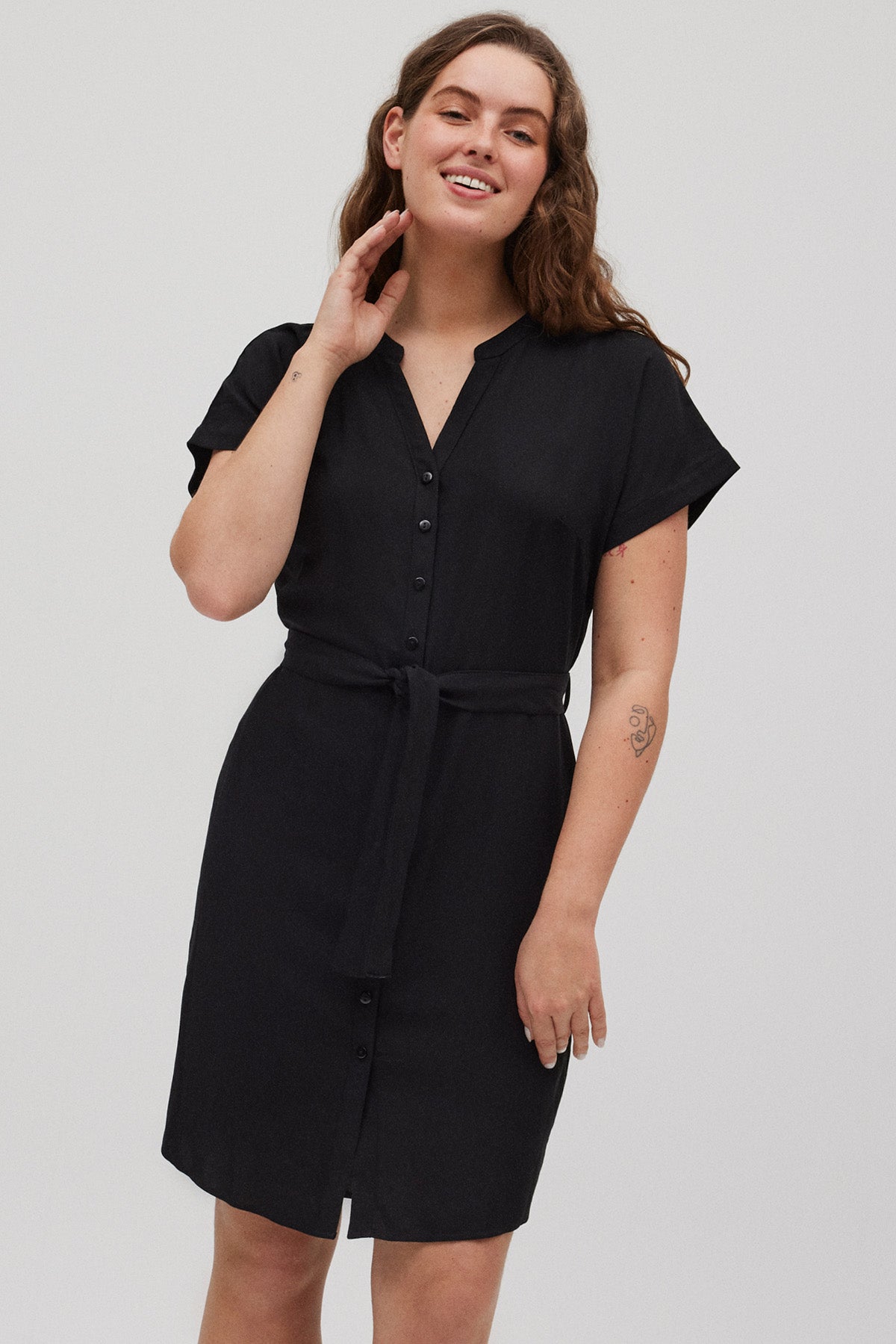 Vestido midi camisero negro