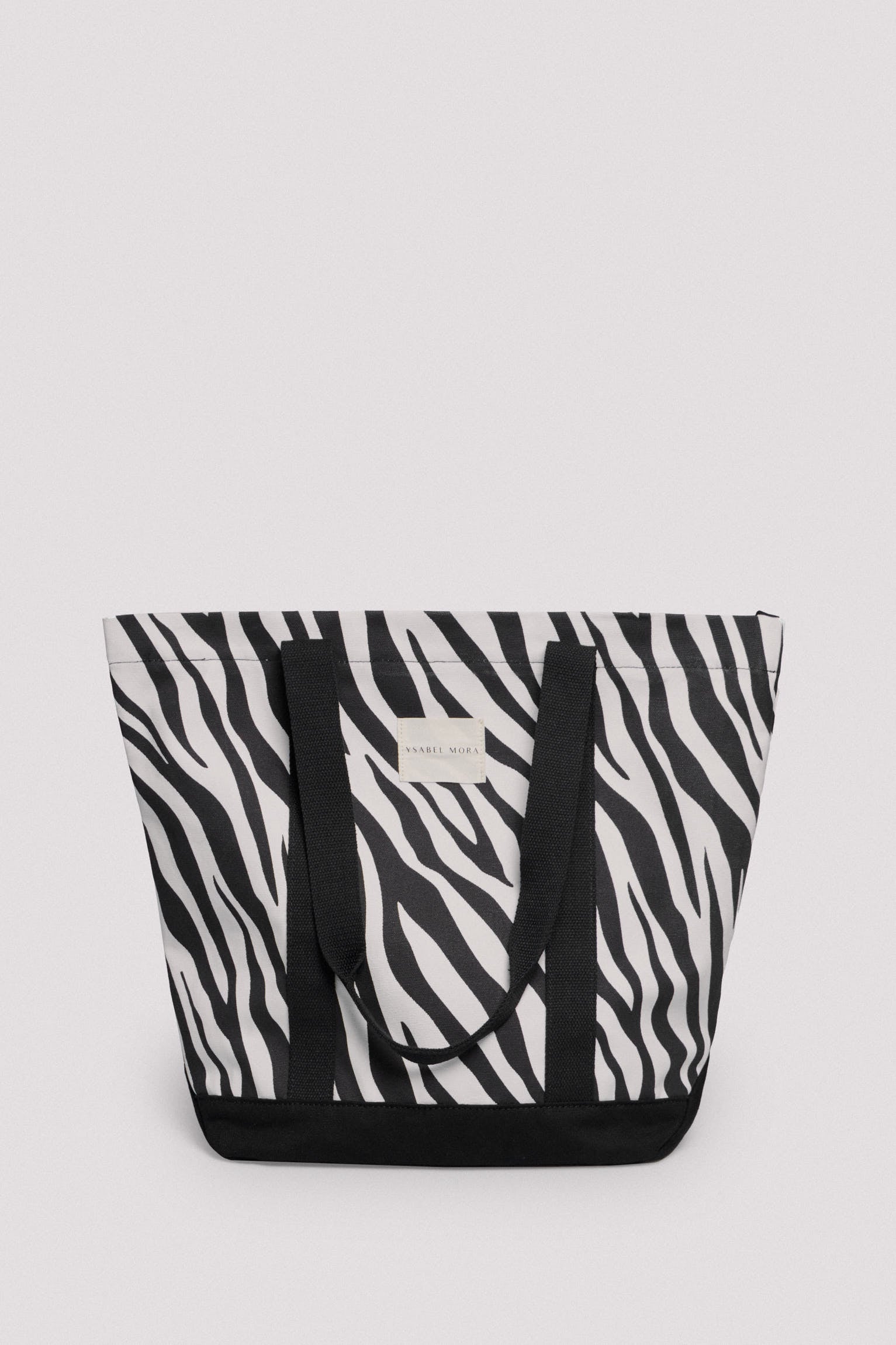 Bolso de playa de tela negro animal print