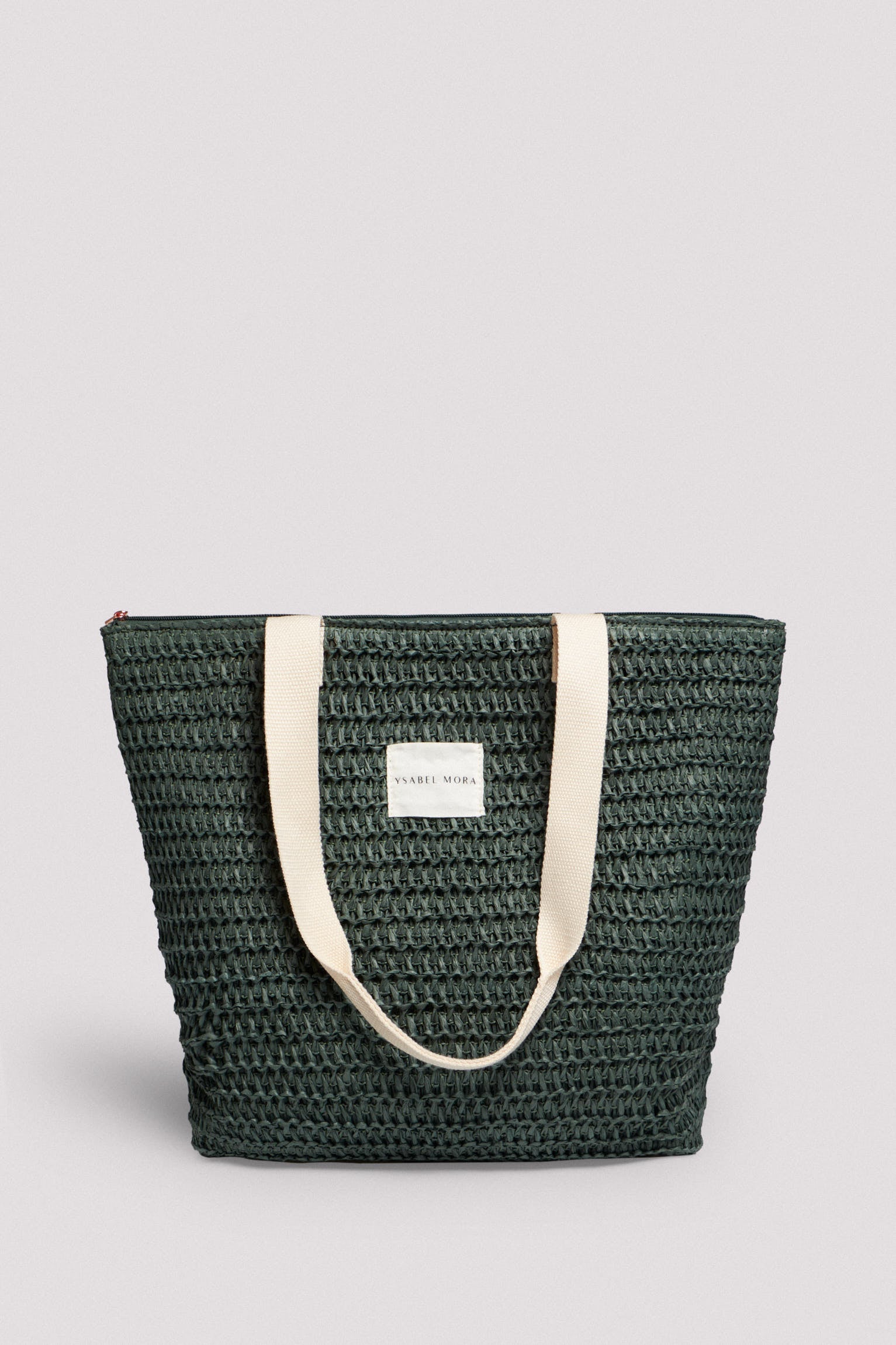 Bolso de rafia verde botella