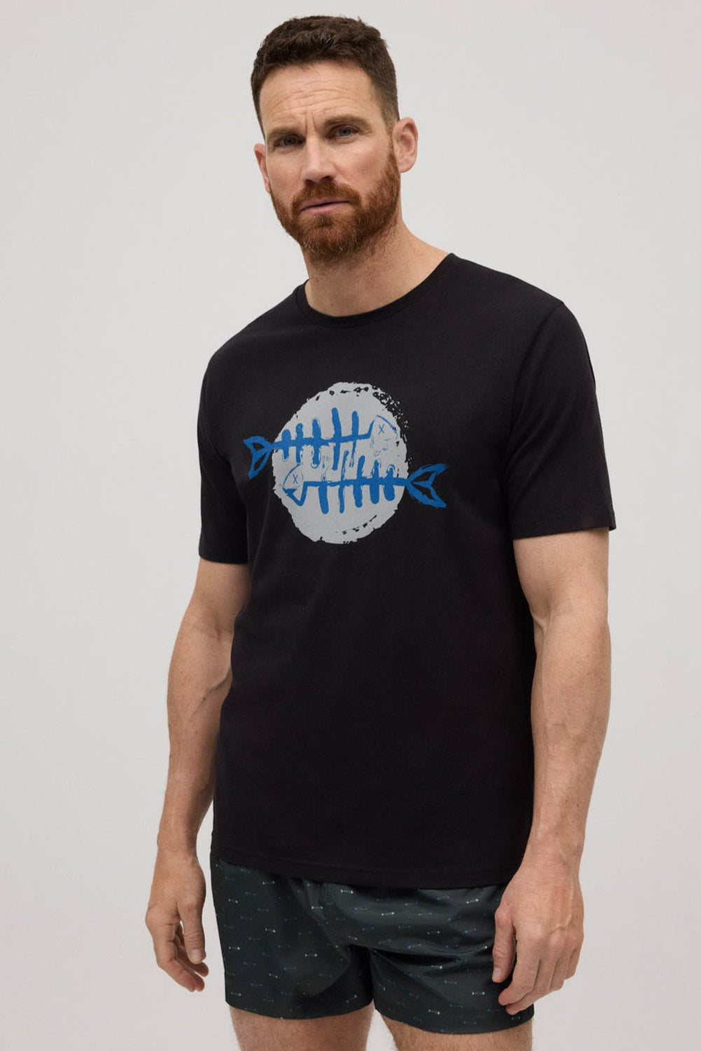 Camiseta manga corta estampada raspas negro